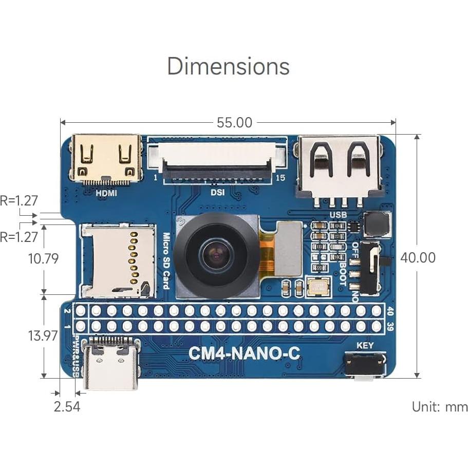 Placa Base Nano Waveshare CM4 Compatible con Raspberry Pi 8MP