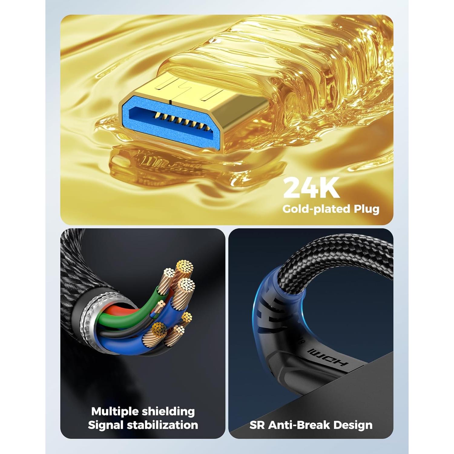 Adaptador Micro HDMI a HDMI Cratree 8K 0.6ft 2Pack