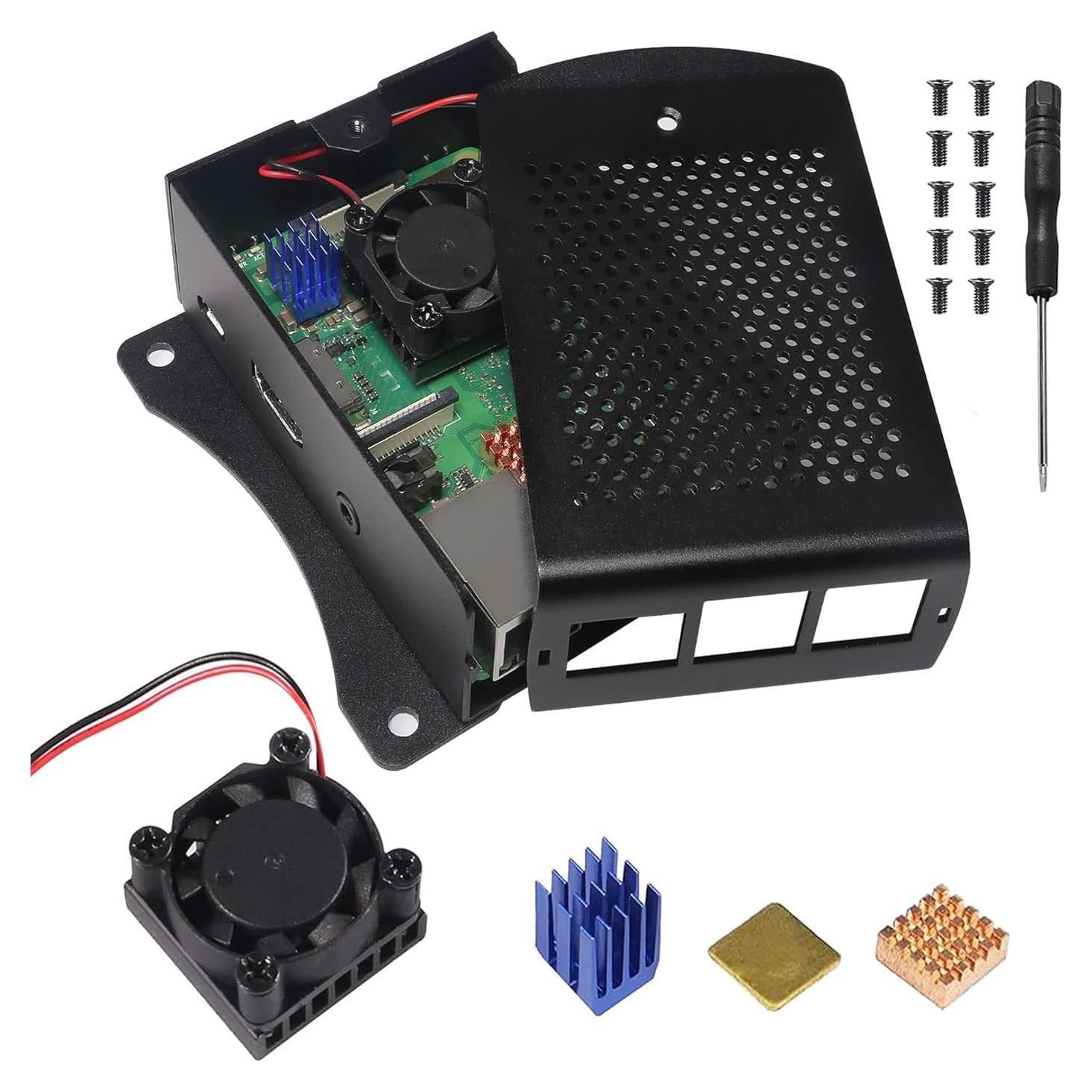 Caja de Aluminio para Raspberry Pi 3 B+ con Ventilador