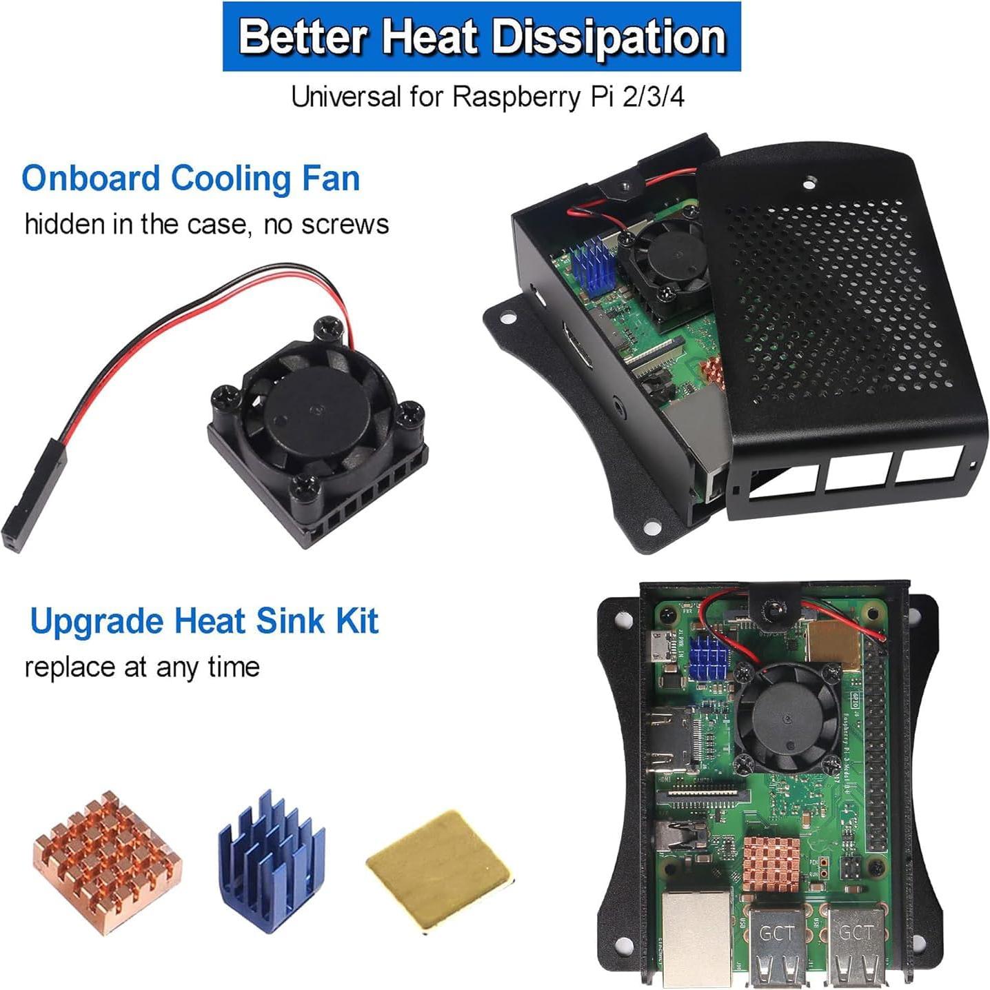 Caja de Aluminio para Raspberry Pi 3 B+ con Ventilador