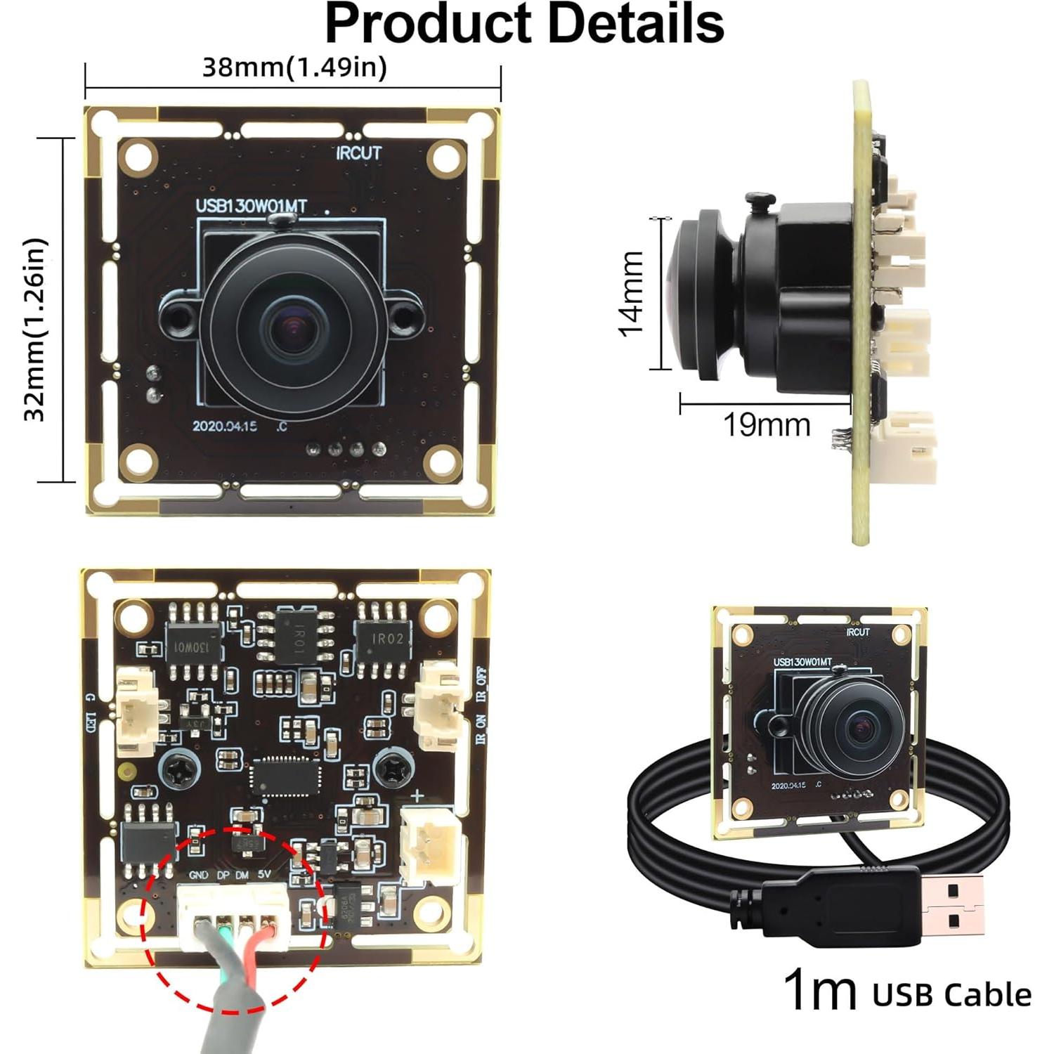 Cámara USB Magnolia 1.3MP Ojo de Pez 180° Baja Luz 0.01Lux
