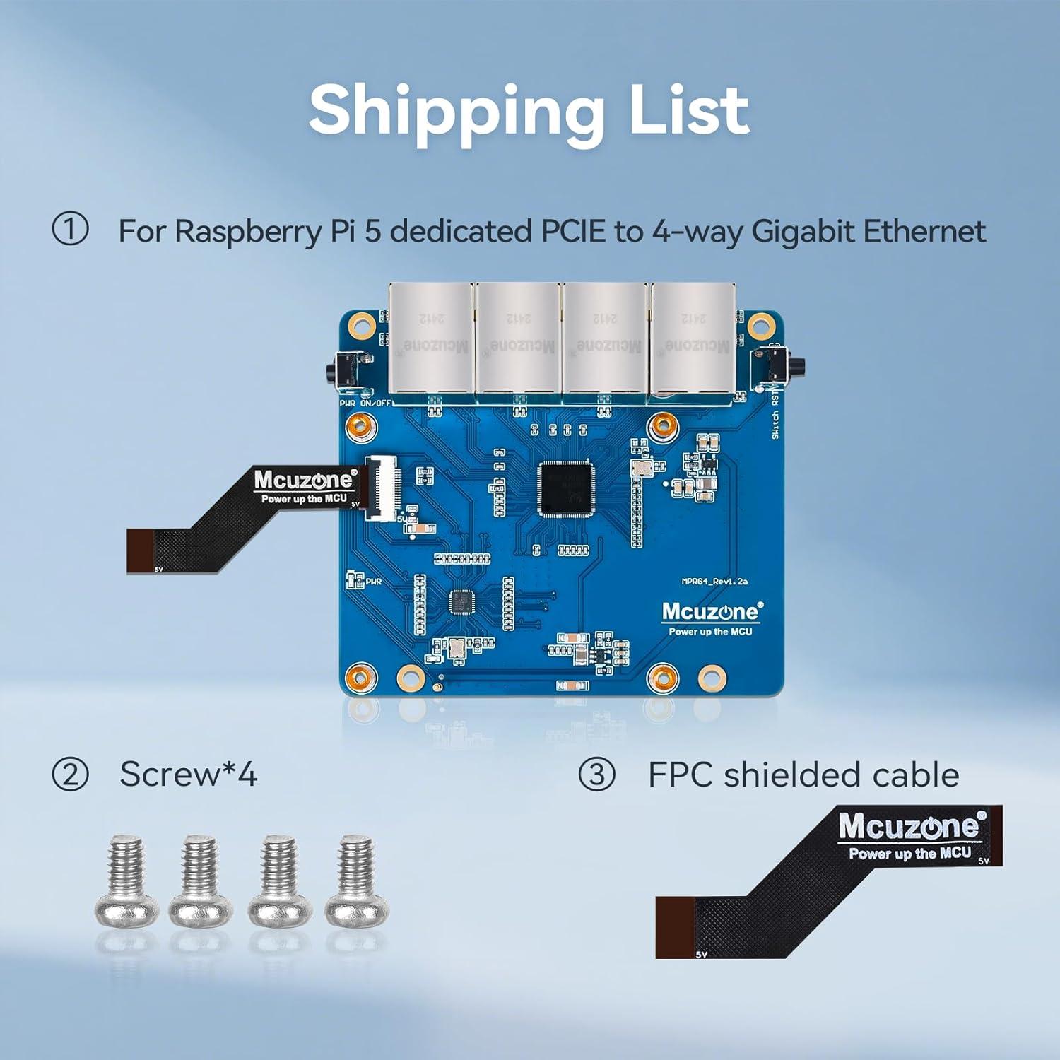 Tarjeta de Expansión Gigabit Ethernet Meshnology para Raspberry Pi 5