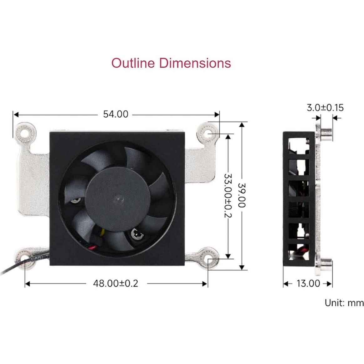 Ventilador de Enfriamiento Waveshare CM5 5000 RPM 5V 54x39x13mm