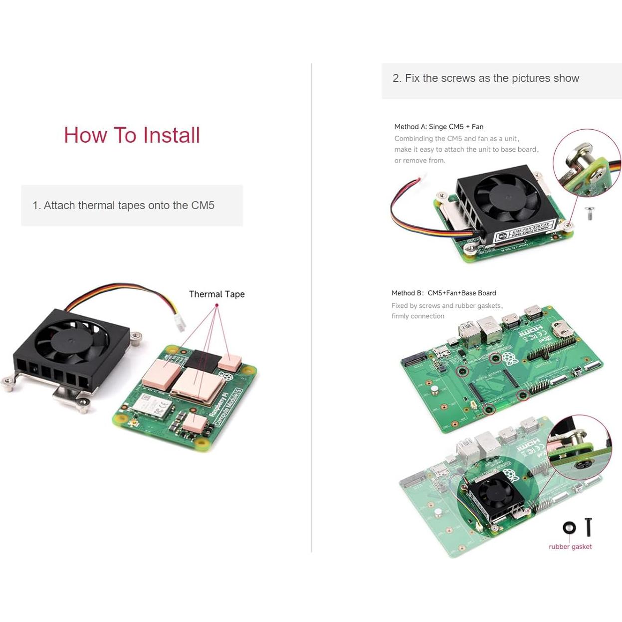 Ventilador de Enfriamiento Waveshare CM5 5000 RPM 5V 54x39x13mm