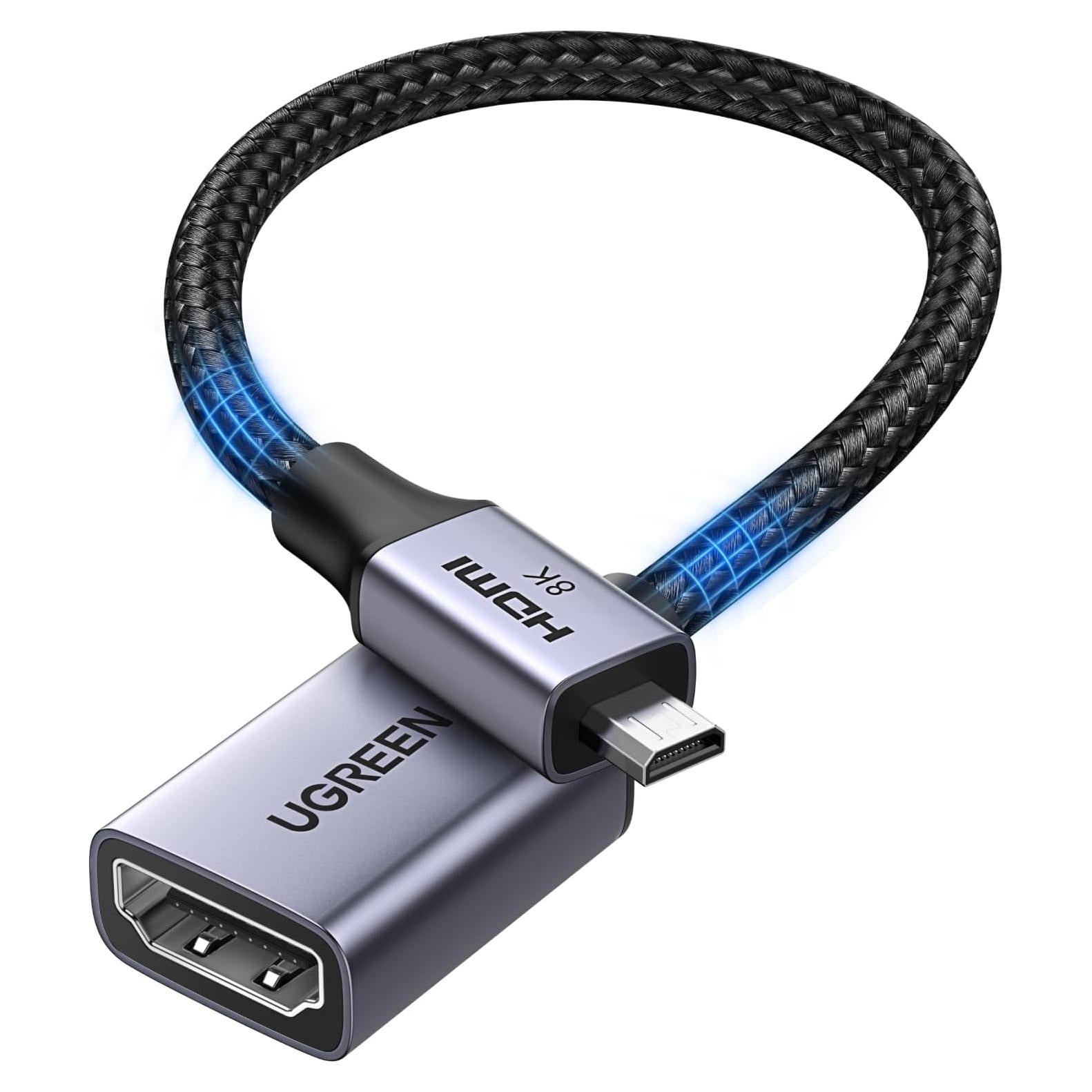 Adaptador Micro HDMI a HDMI UGREEN 10K 8K 60Hz 24cm