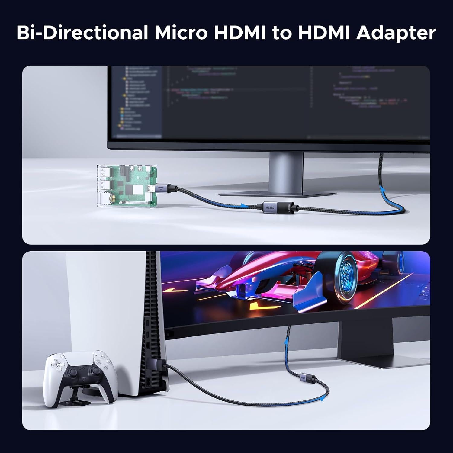 Adaptador Micro HDMI a HDMI UGREEN 10K 8K 60Hz 24cm