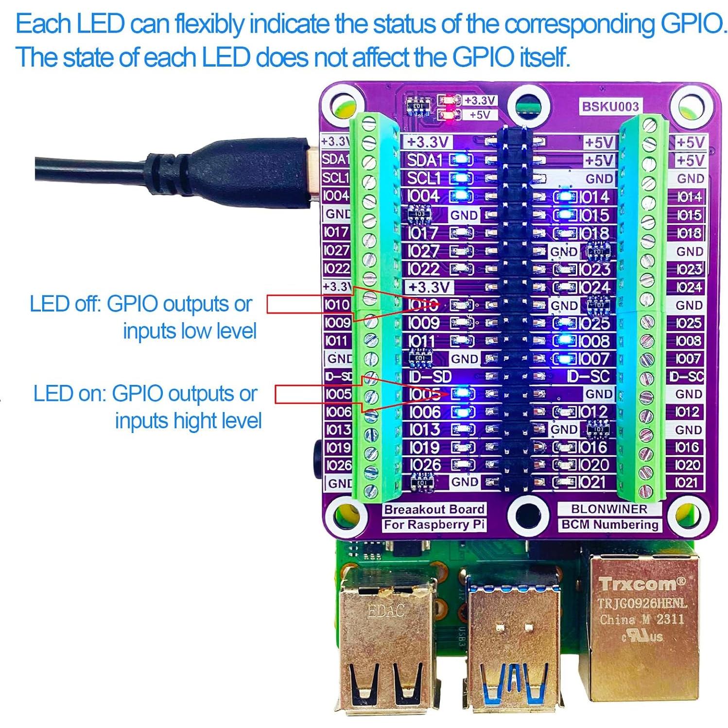 Placa de Expansión HAT BLONWINER para Raspberry Pi 5/4B/3B+