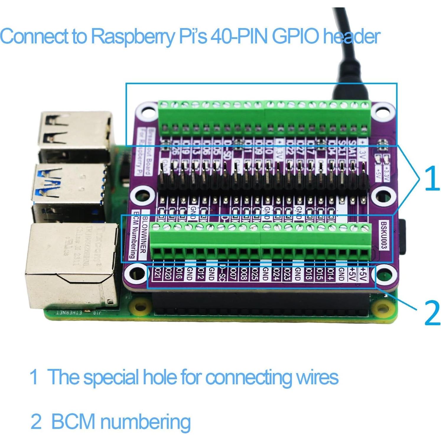 Placa de Expansión HAT BLONWINER para Raspberry Pi 5/4B/3B+