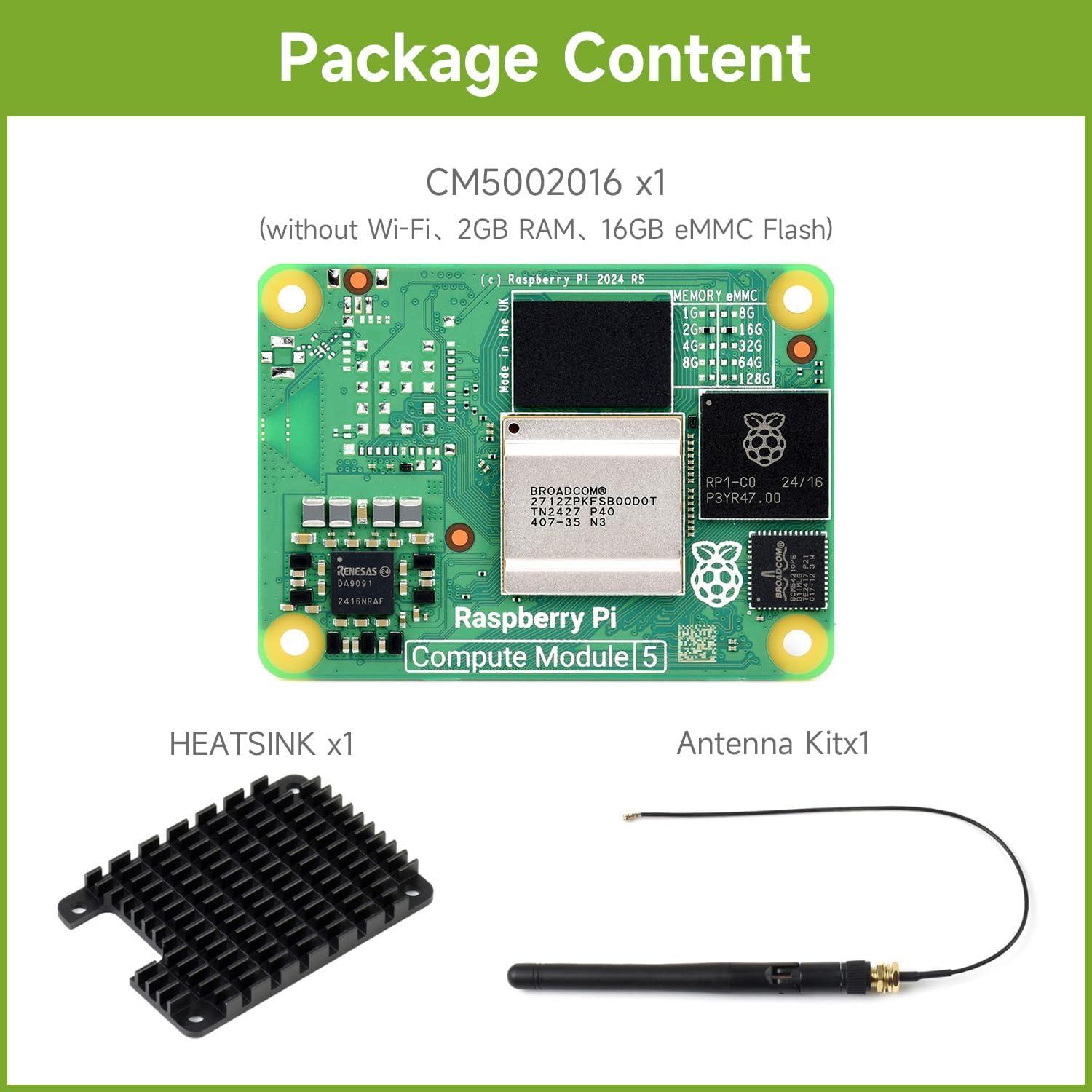 Módulo Raspberry Pi Compute CM5 Waveshare 2GB RAM 16GB eMMC