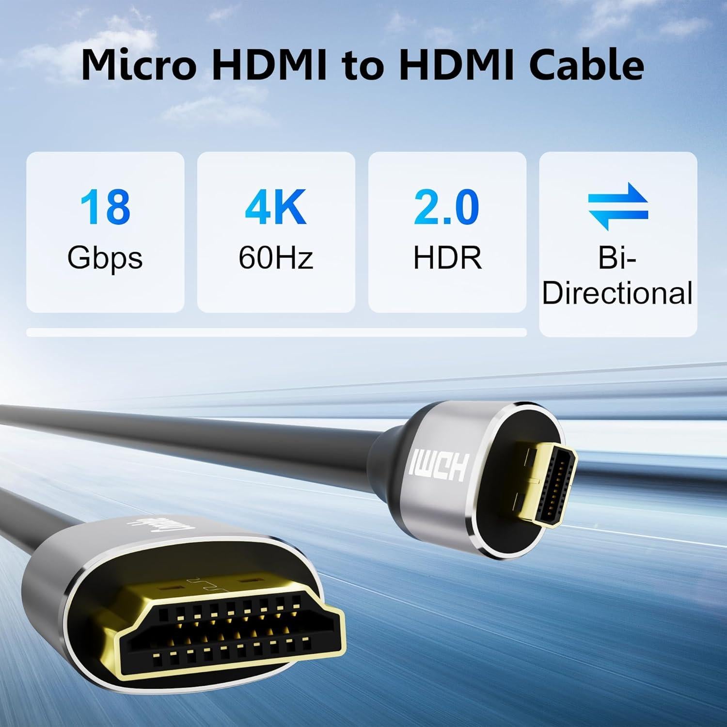 Cable Micro HDMI a HDMI 6 Metros Conable 4K 60Hz