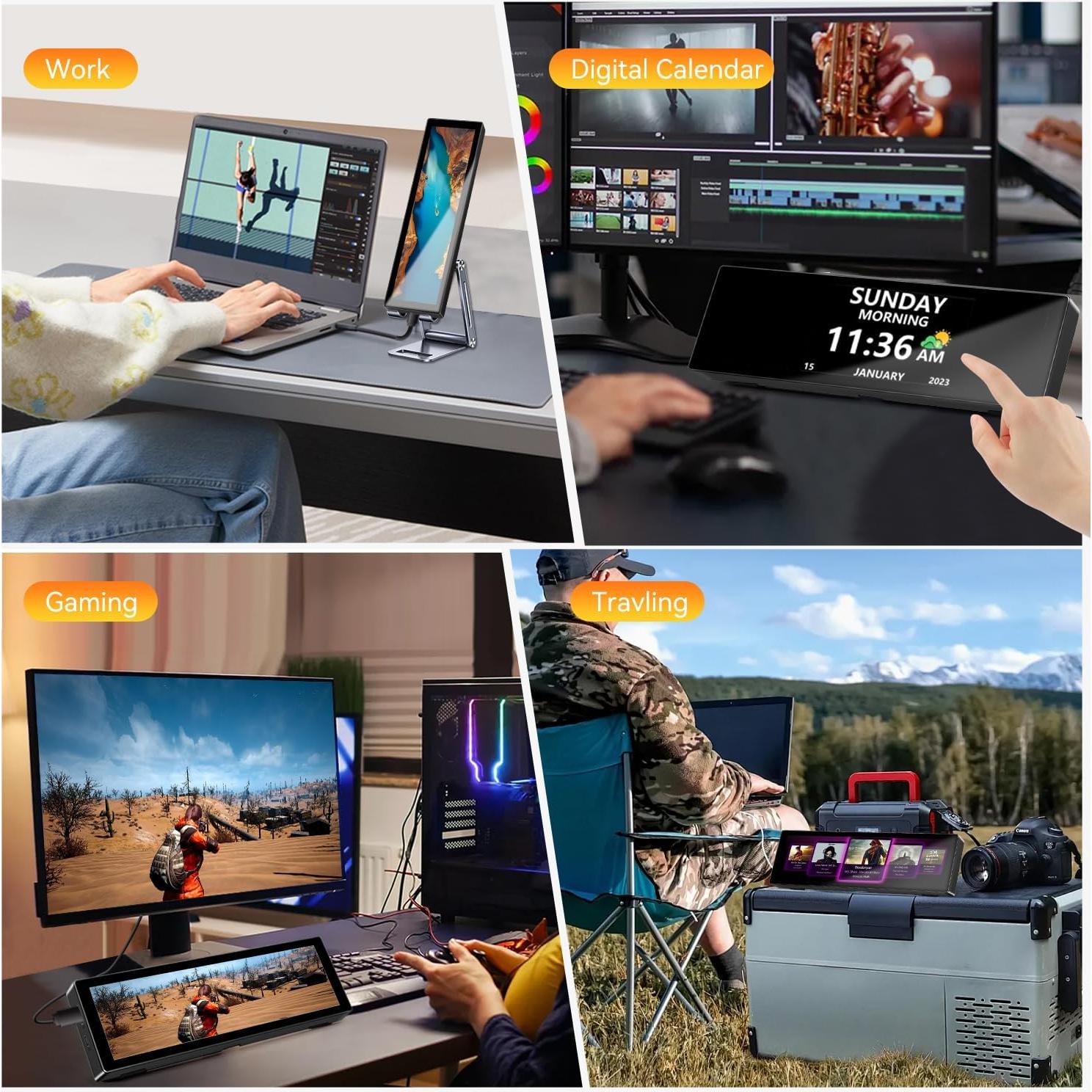 Monitor Táctil AISHICHEN 8.8" IPS 1920x480 para PC