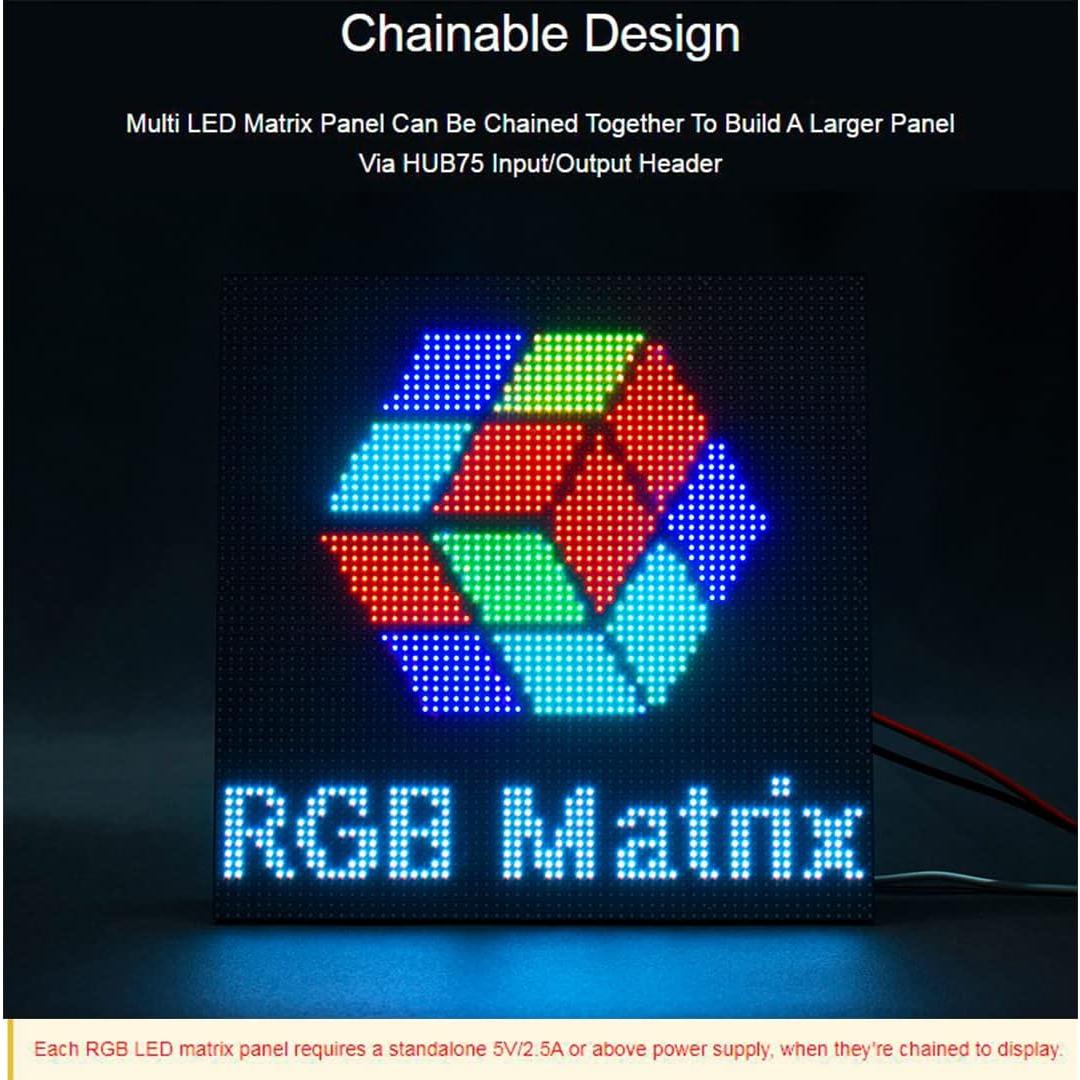 Panel LED RGB 64x32 Waveshare 2048 LEDs Brillo Ajustable