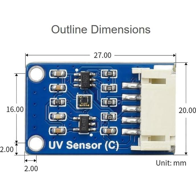 Sensor UV Digital Waveshare LTR390-UV, I2C 3.3V/5V, 27x20mm