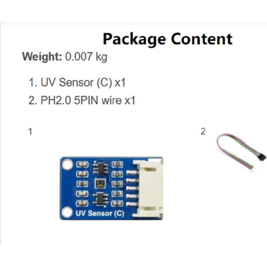 Sensor UV Digital Waveshare LTR390-UV, I2C 3.3V/5V, 27x20mm