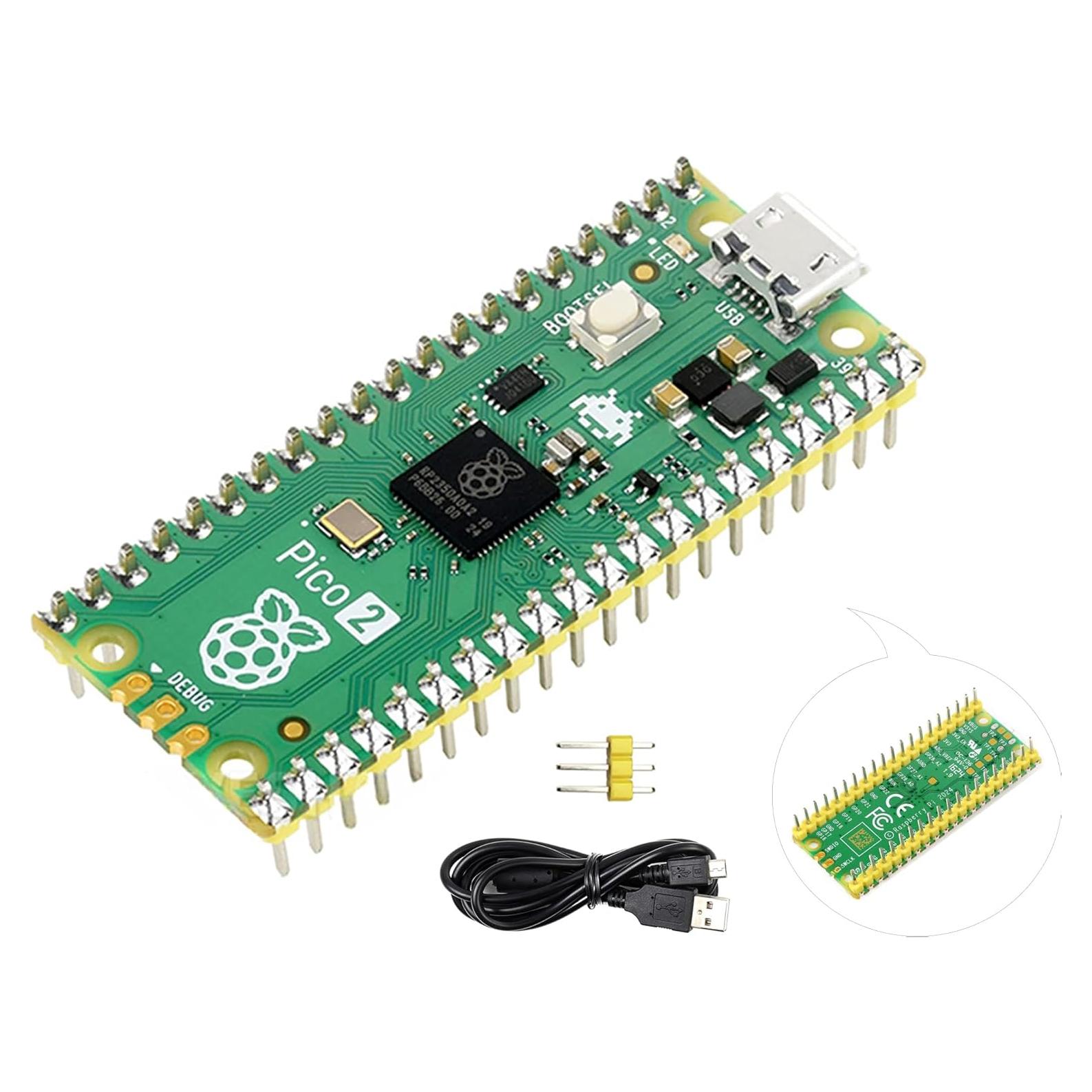 Placa Microcontrolador UeeKKoo Pico 2 con Encabezado Amarillo