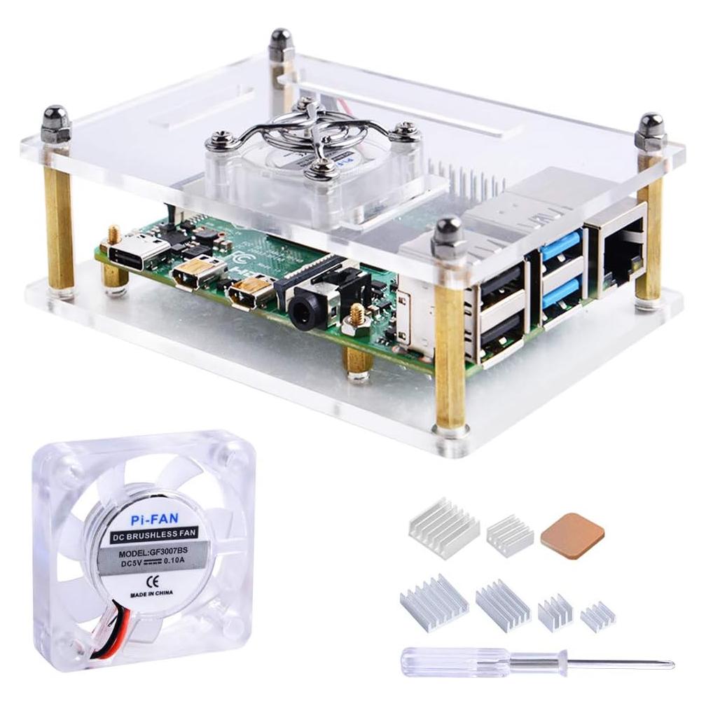 Caja Acrílica GeeekPi para Raspberry Pi 4B y 3B+ con Ventilador
