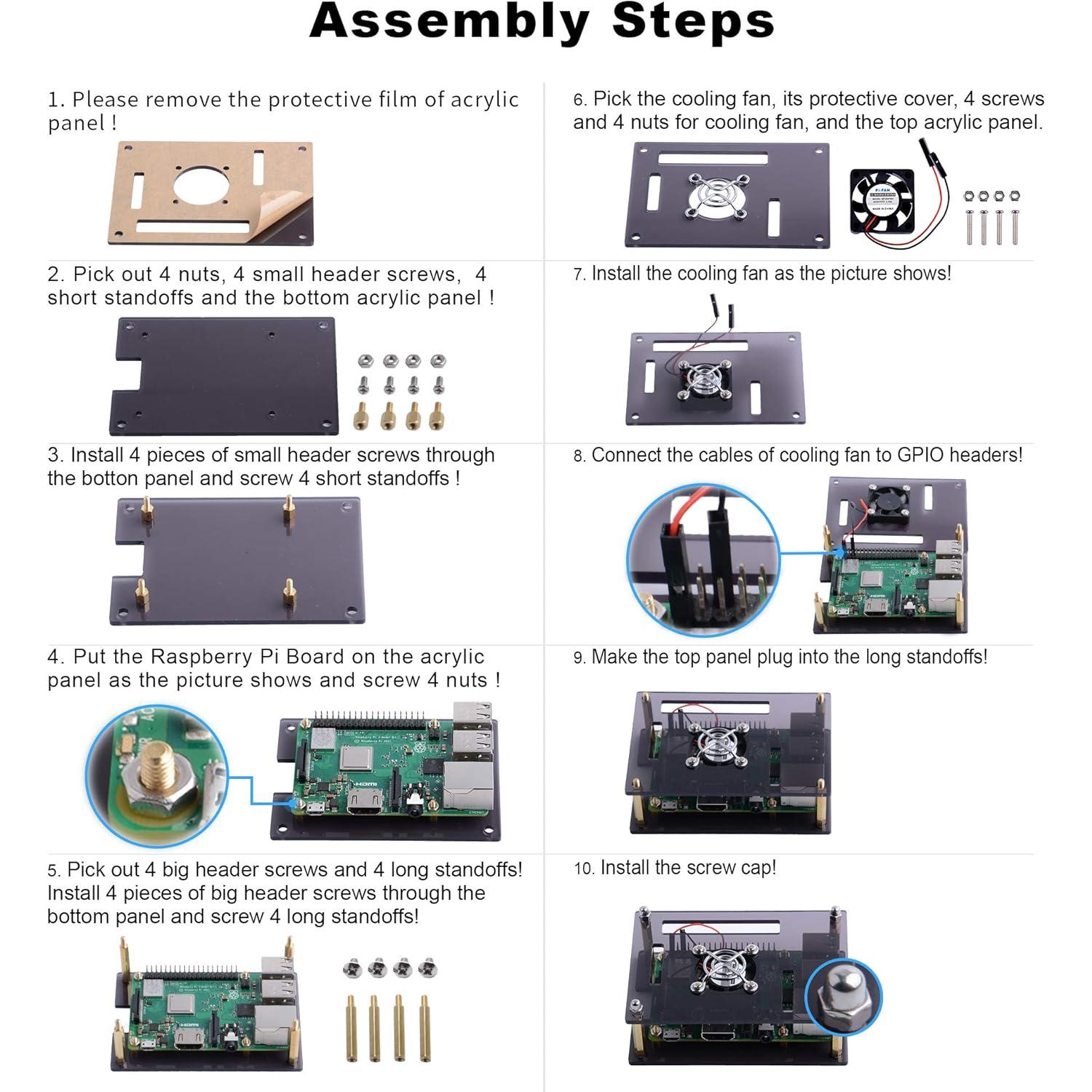 Caja Acrílica GeeekPi para Raspberry Pi 4B y 3B+ con Ventilador