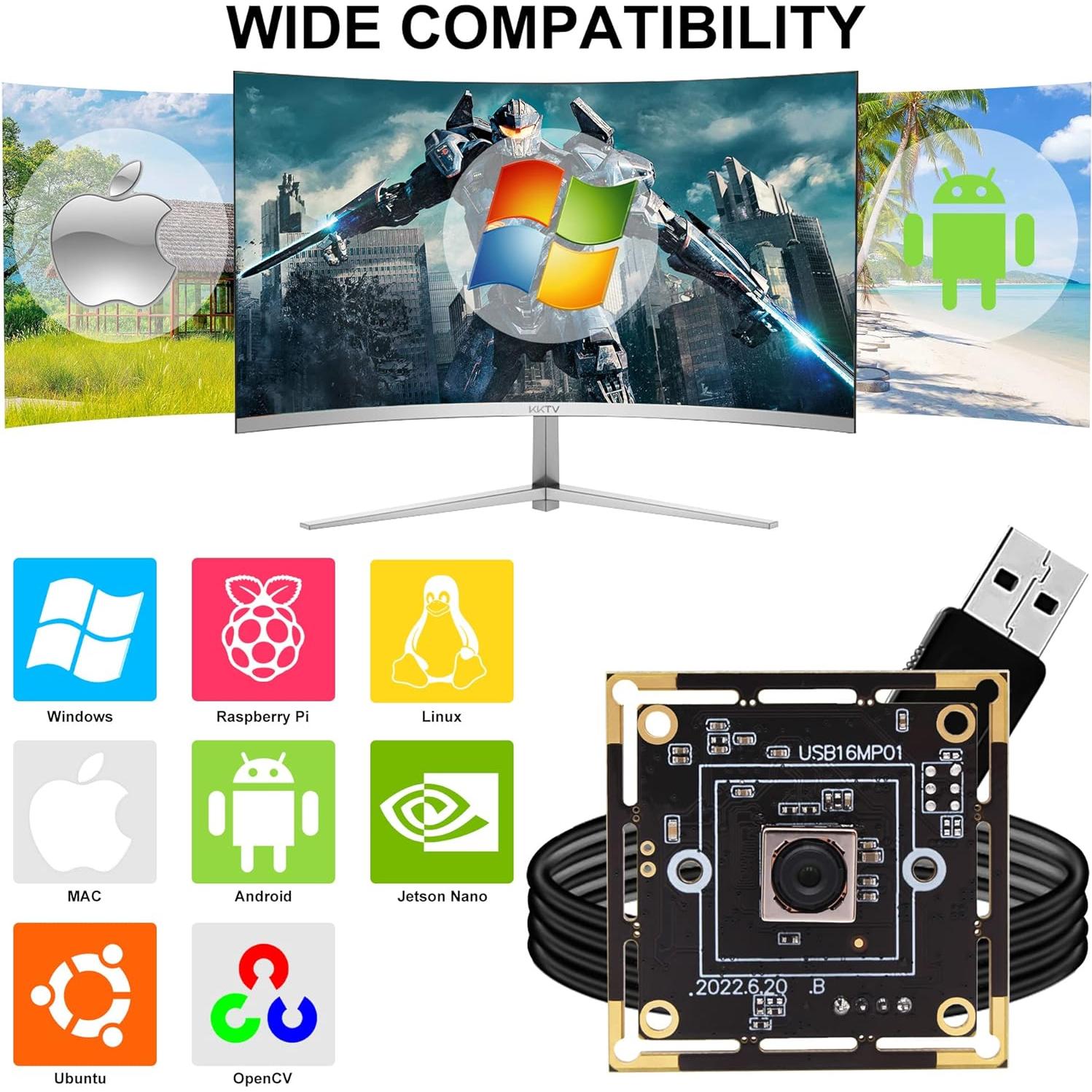 Módulo de Cámara USB Autofocus SVPRO 16MP para Raspberry Pi