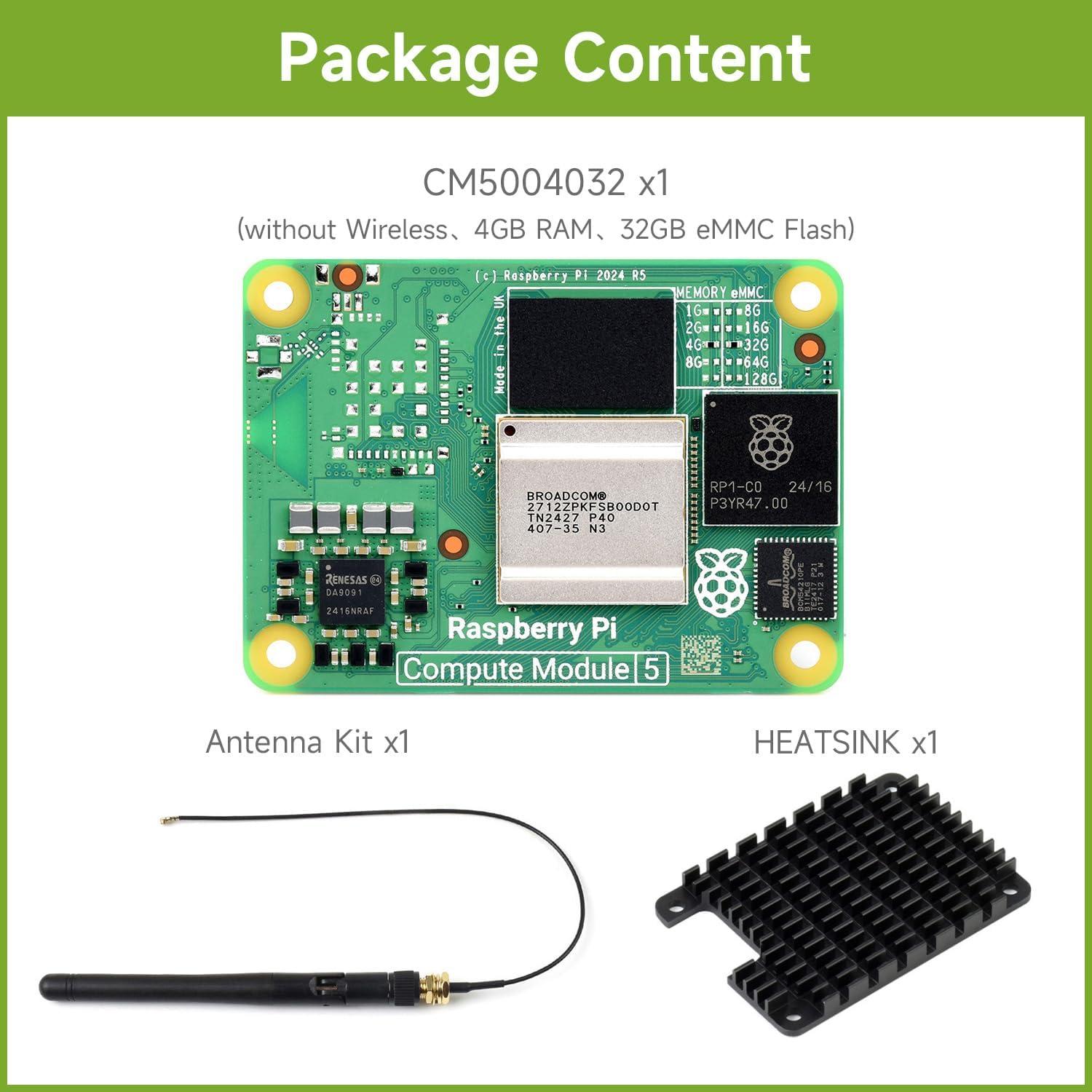 Módulo de Computación Waveshare CM5 Raspberry Pi 4GB RAM 32GB eMMC
