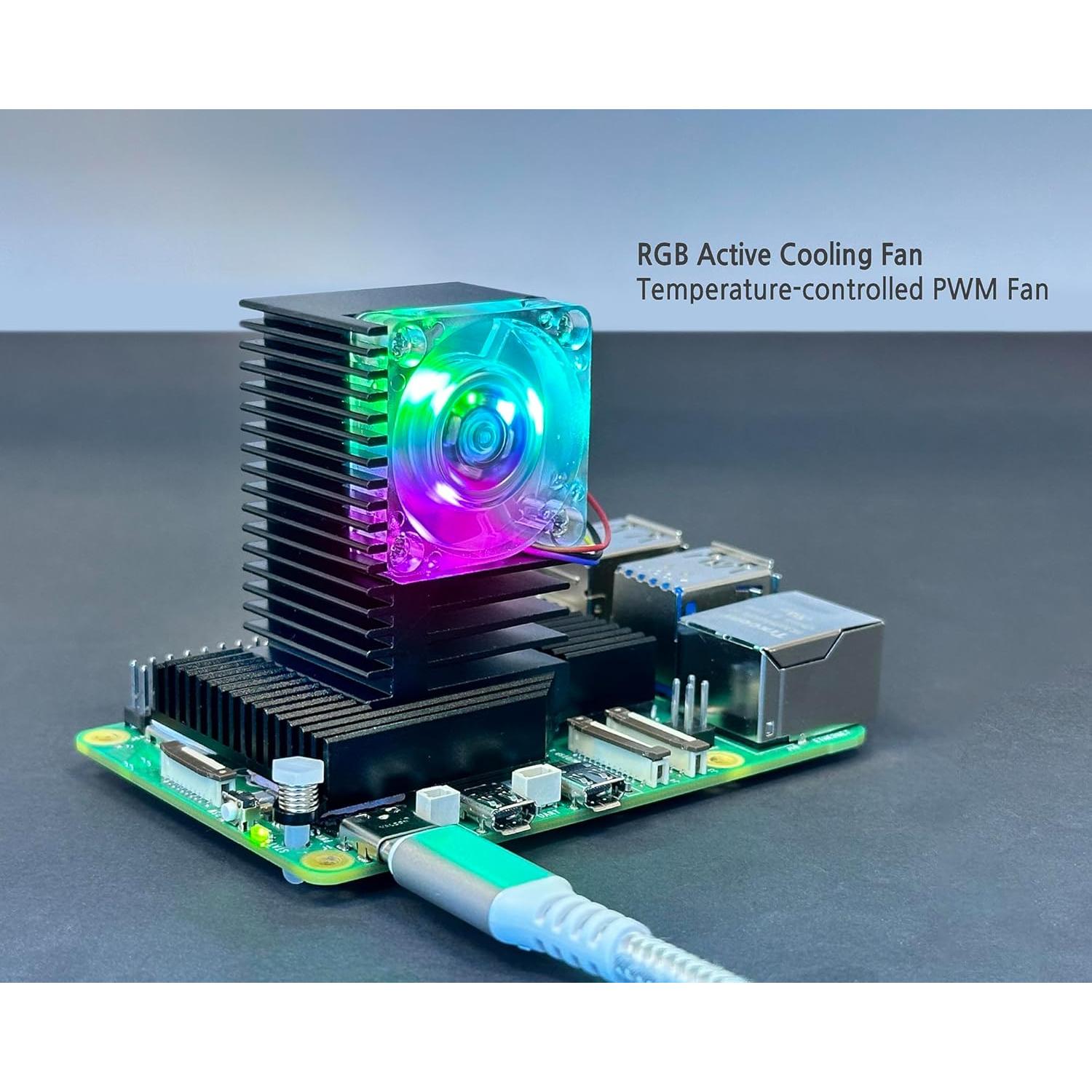 Enfriador Doble Modo ElectroCookie para Raspberry Pi 5 con LED RGB