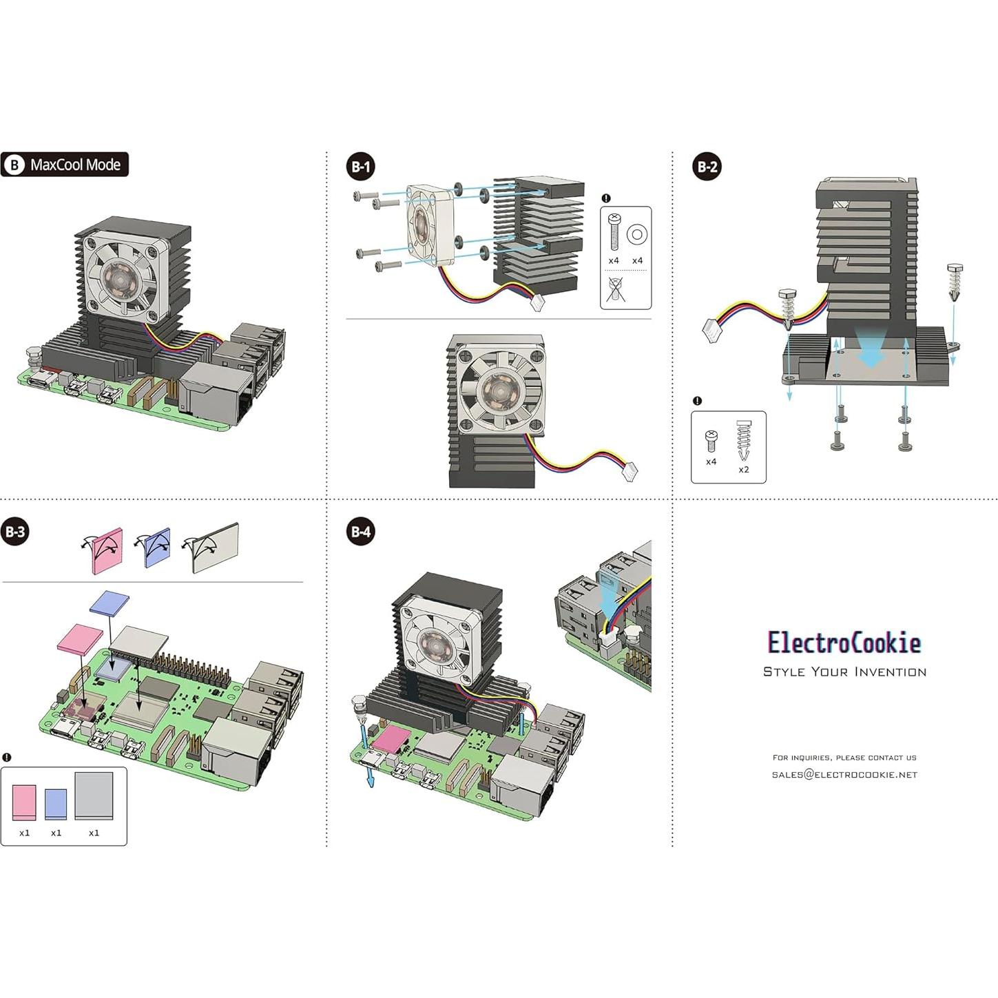 Enfriador Doble Modo ElectroCookie para Raspberry Pi 5 con LED RGB