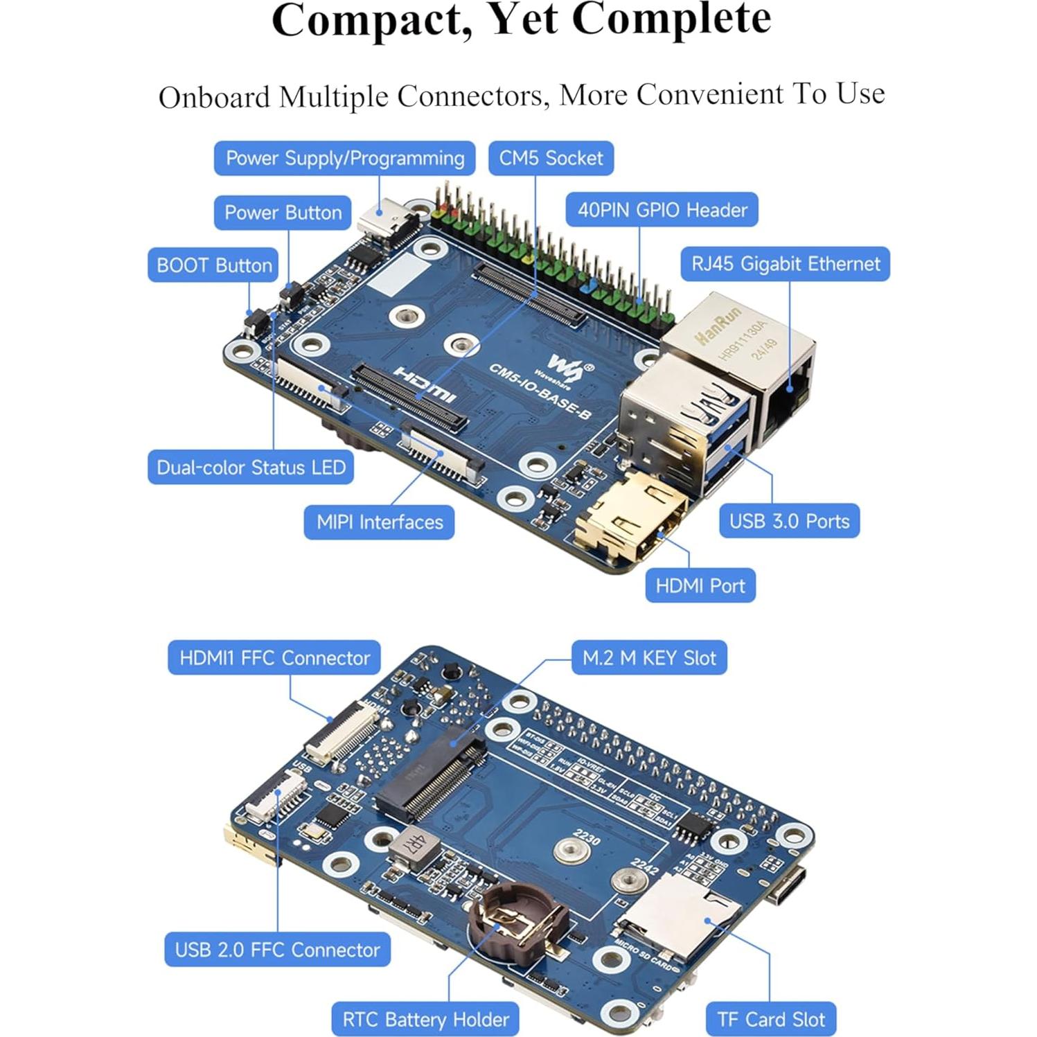 Mini Base Board B Wonrabai para Raspberry Pi Compute Module 5