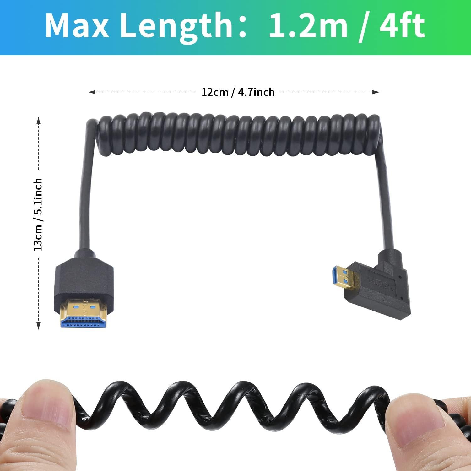 Cable Micro HDMI a HDMI Duttek 8K 60Hz Enrollado 0.3m-0.9m