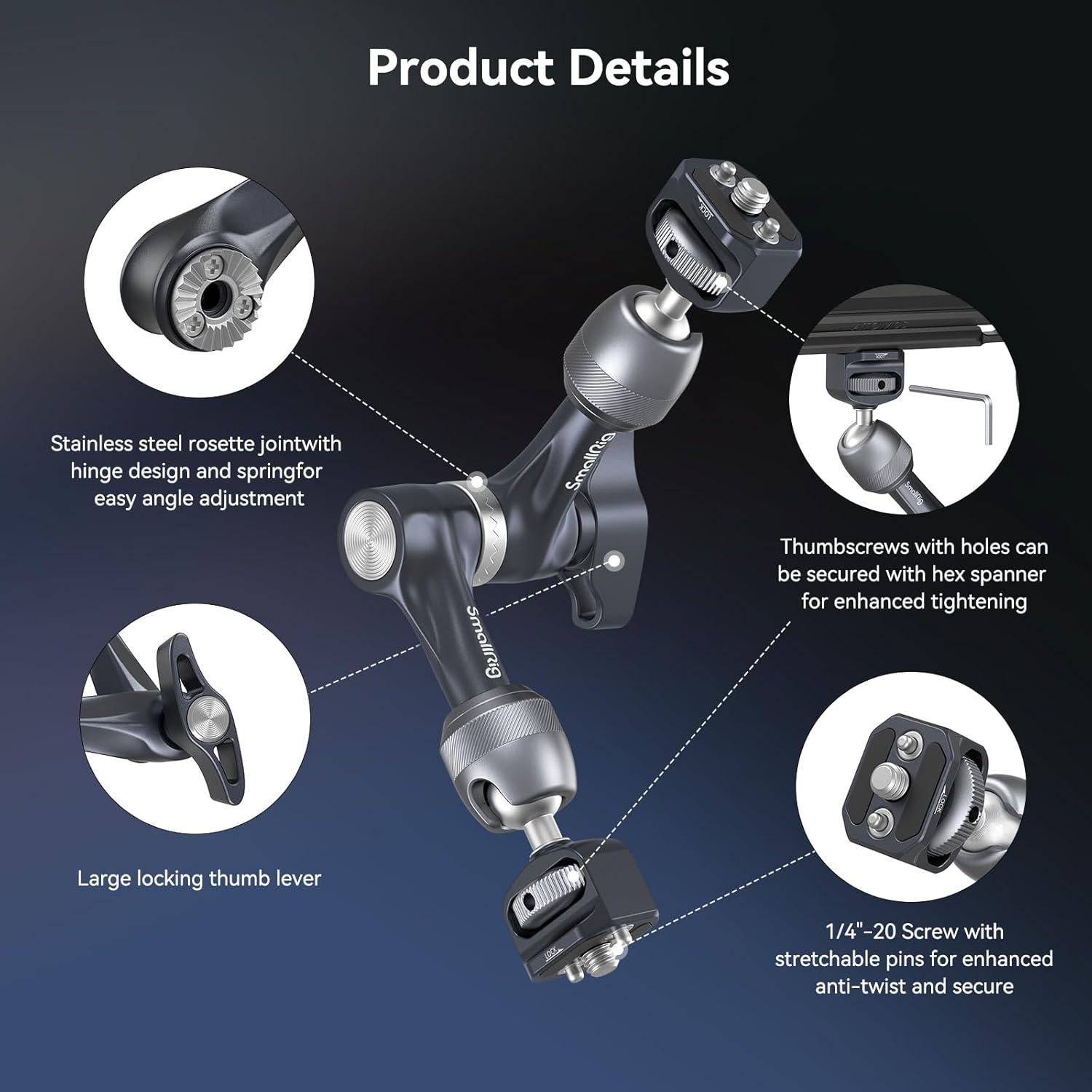 Brazo Mágico Rosette SMALLRIG 17.78cm Soporte para Monitor