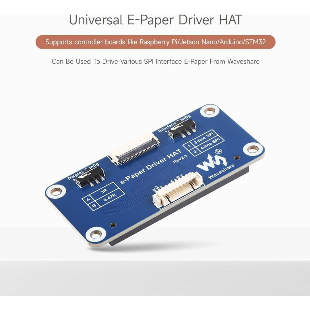 Controlador e-Paper Waveshare HAT para Raspberry Pi y Jetson Nano