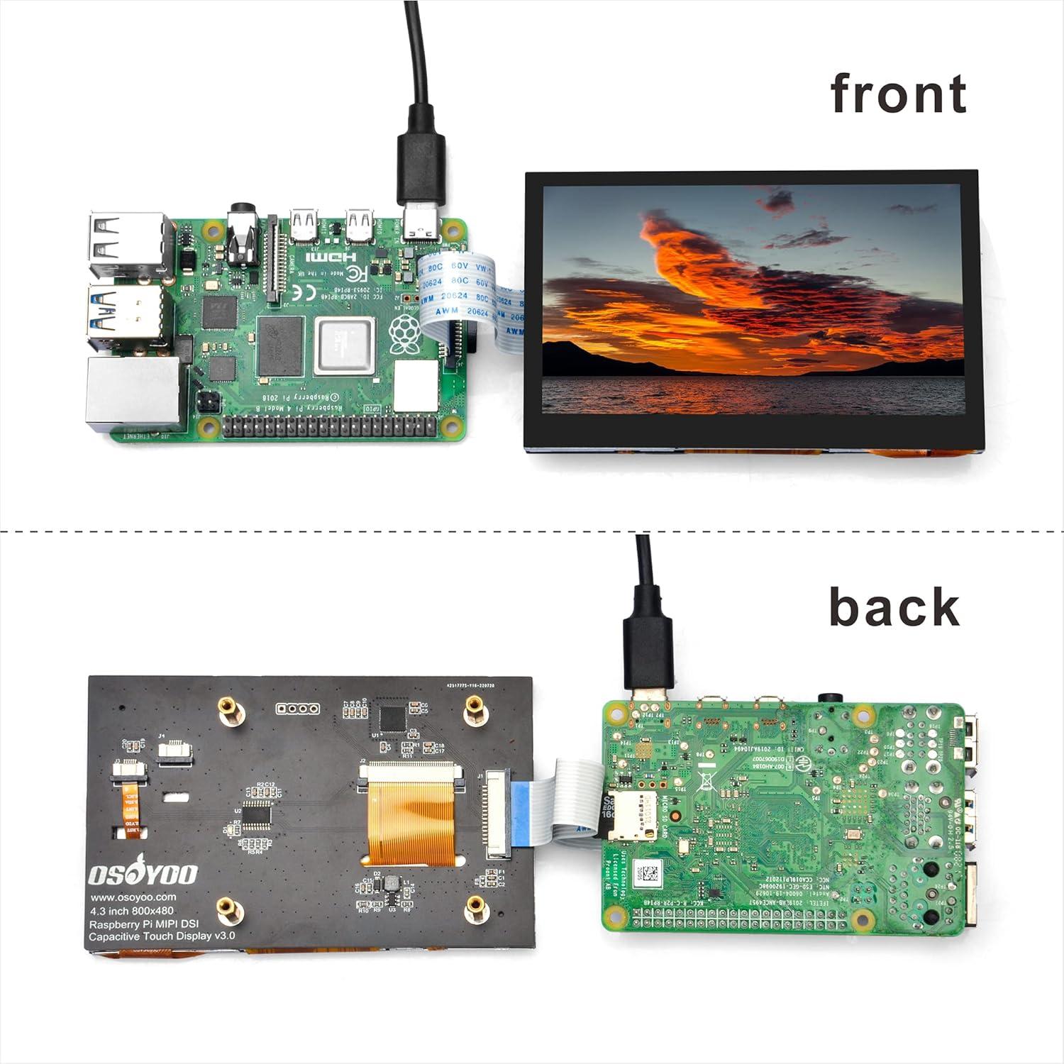 Pantalla Táctil Capacitiva OSOYOO 4.3" DSI 800x480 para Raspberry Pi