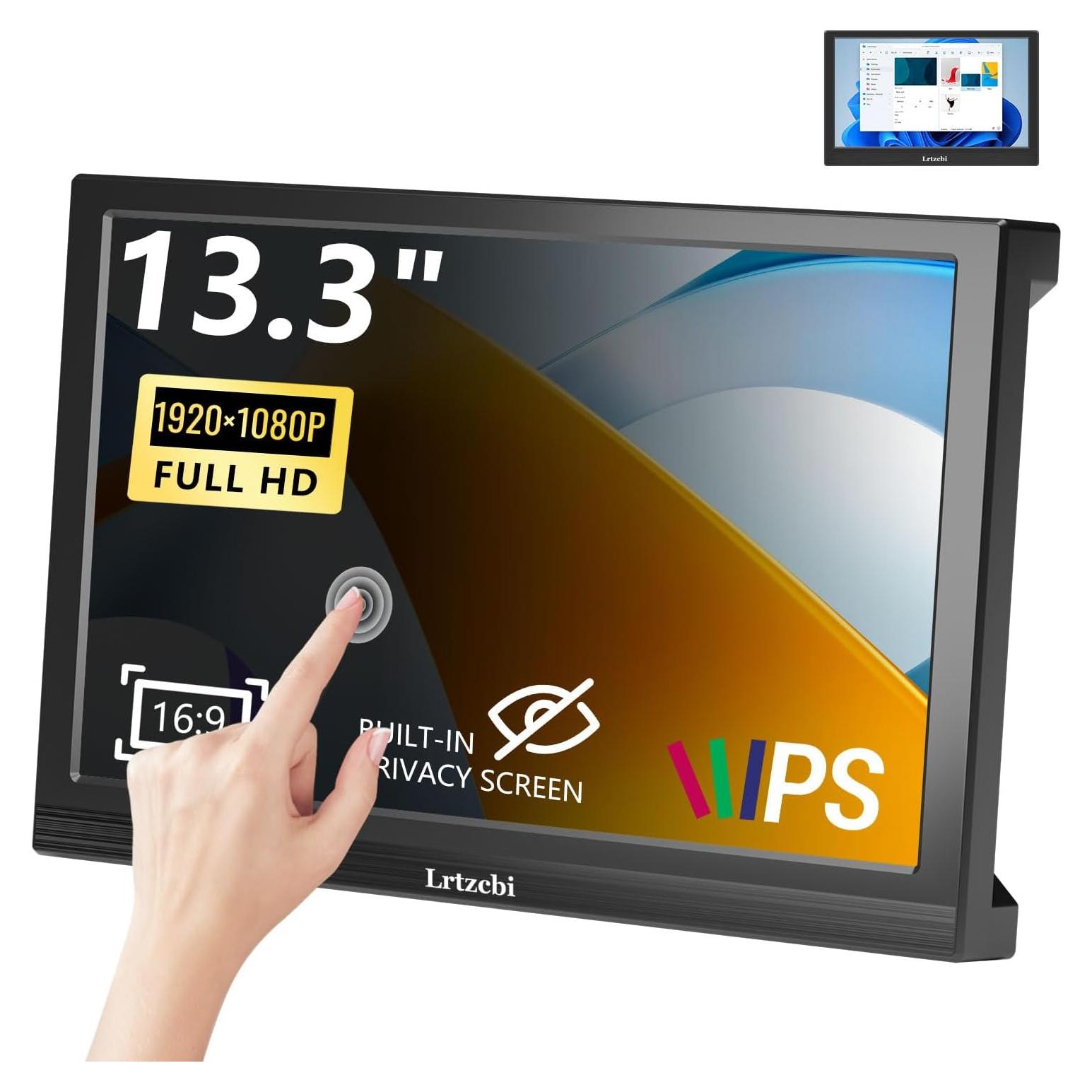 Monitor Portátil Táctil 13.3" FHD 1920x1080 IPS con Privacidad