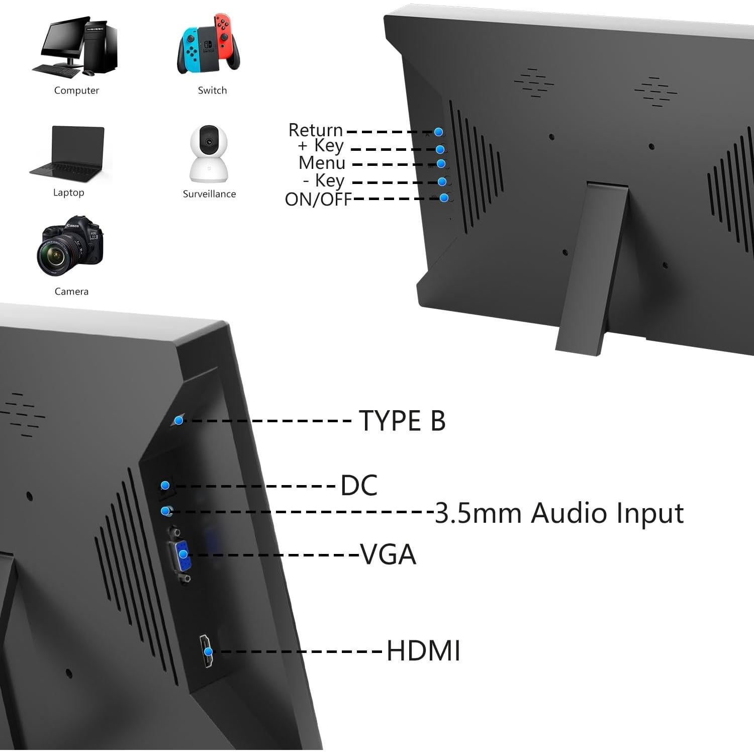 Monitor Portátil Táctil 13.3" FHD 1920x1080 IPS con Privacidad