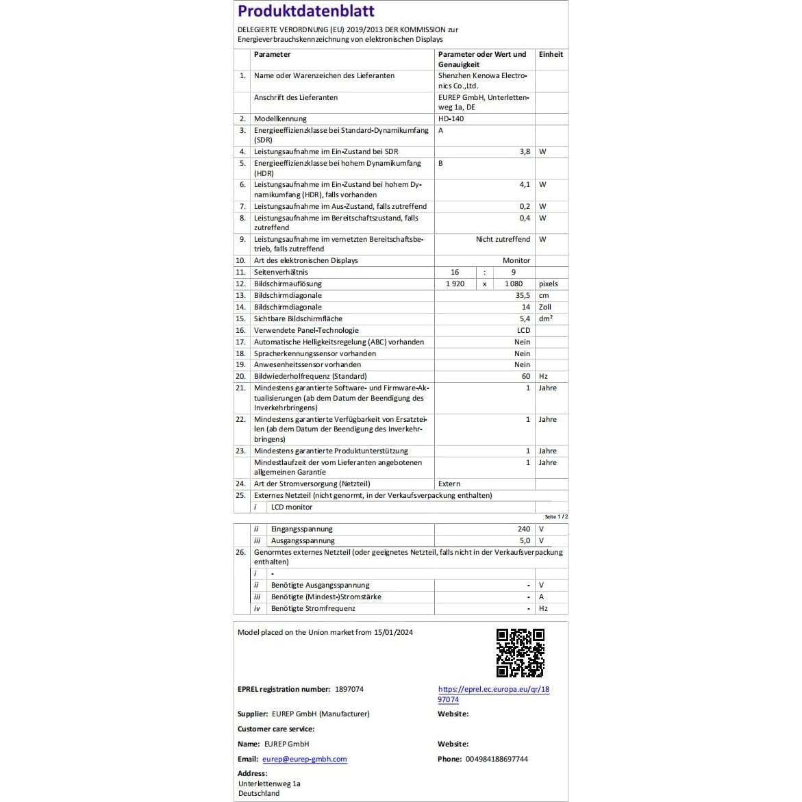 Monitor Portátil Táctil 13.3" FHD 1920x1080 IPS con Privacidad