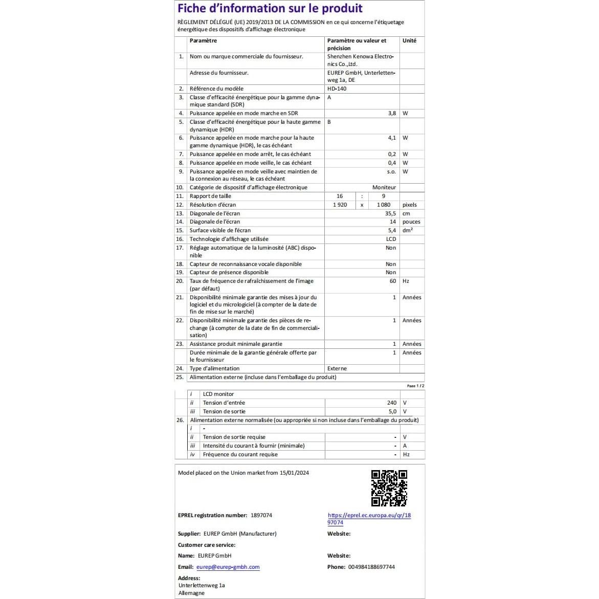 Monitor Portátil Táctil 13.3" FHD 1920x1080 IPS con Privacidad