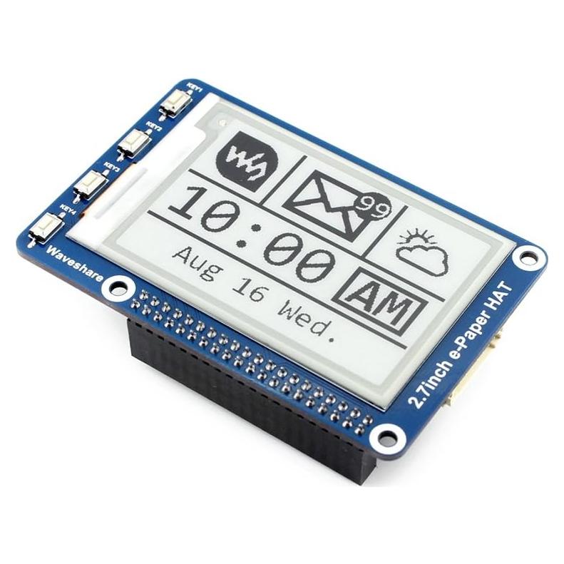 Pantalla E-Ink 2.7" Waveshare HAT para Raspberry Pi 264x176
