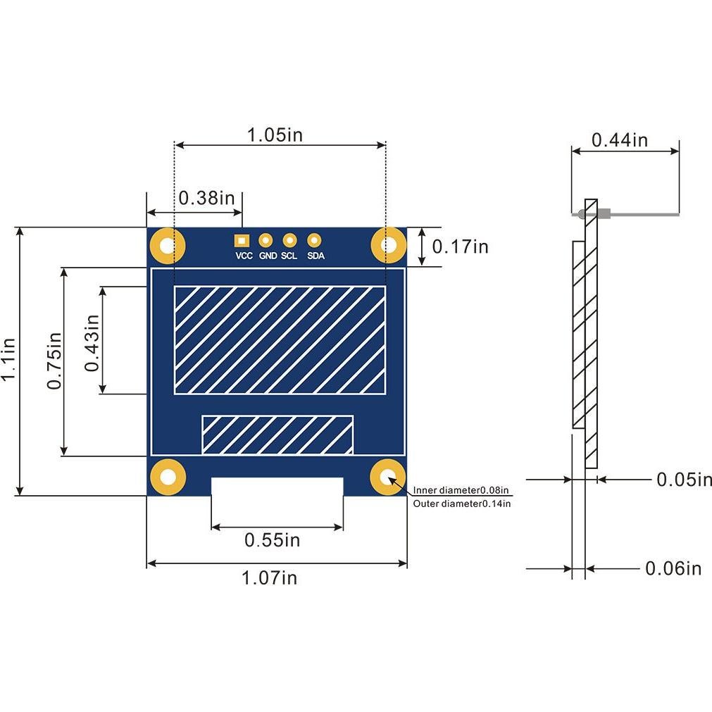 Módulo Pantalla OLED 0.96" DORHEA 128x64 I2C 3.3-5V