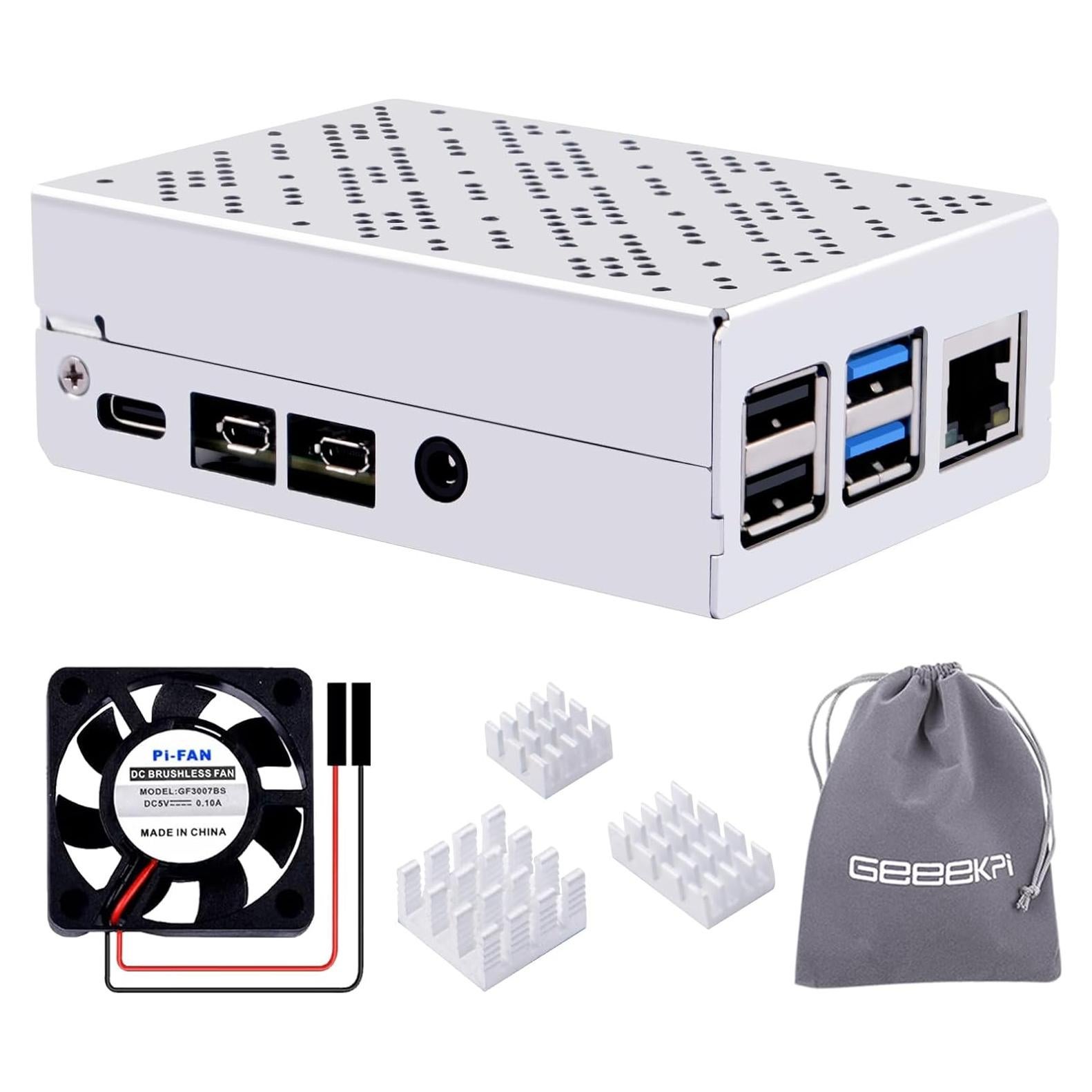 Caja de Aluminio GeeekPi para Raspberry Pi 4 con Ventilador