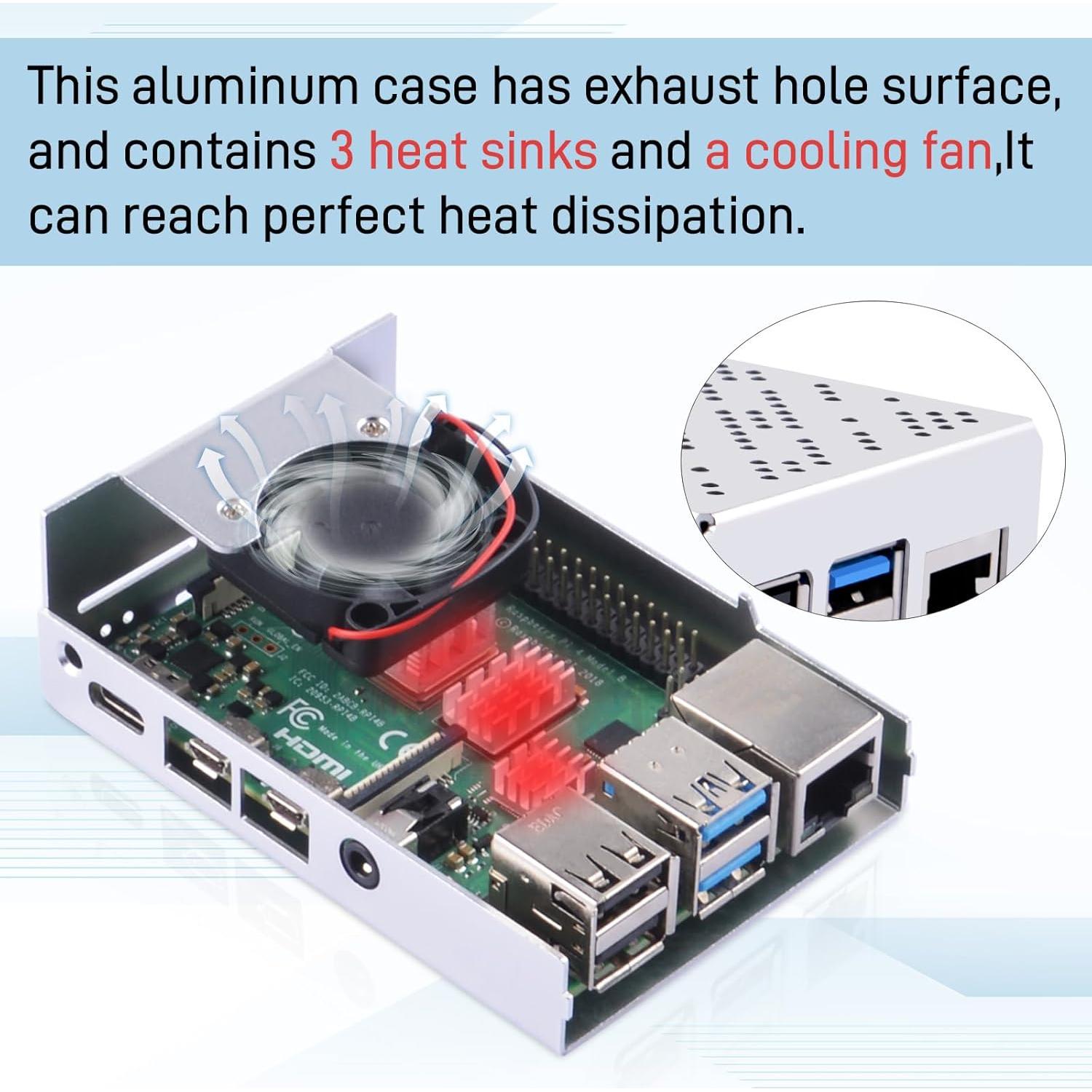 Caja de Aluminio GeeekPi para Raspberry Pi 4 con Ventilador