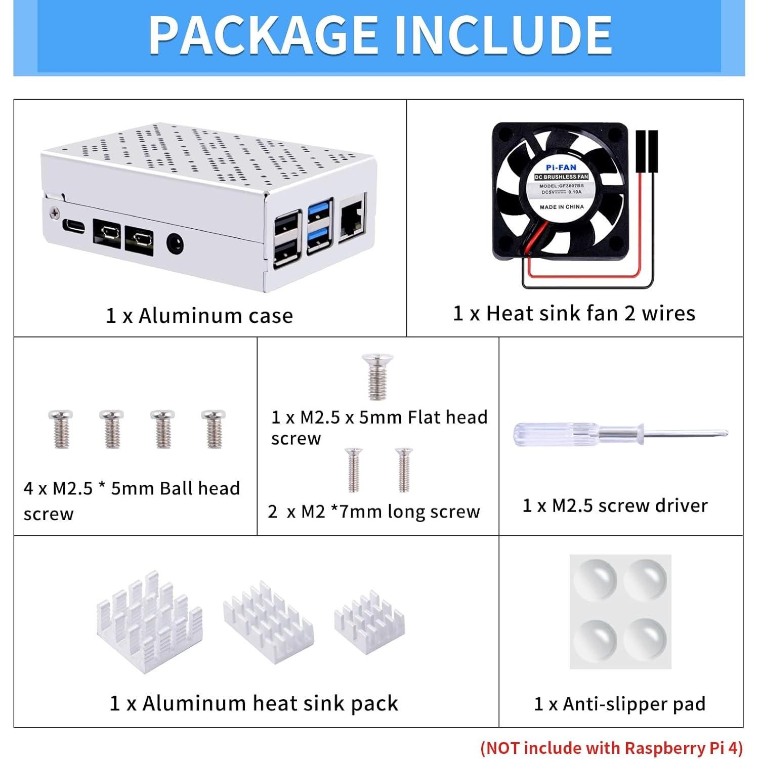 Caja de Aluminio GeeekPi para Raspberry Pi 4 con Ventilador