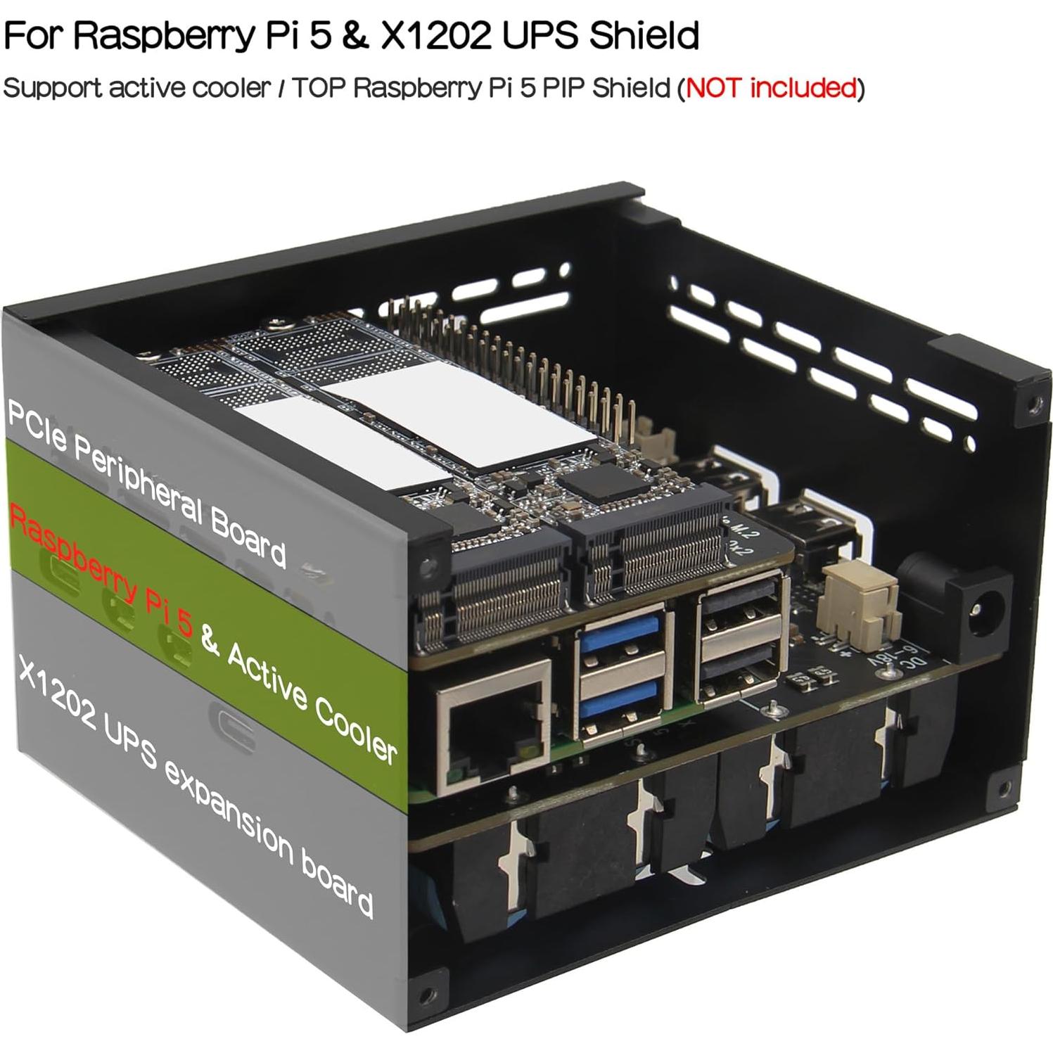 Caja de Metal Geekworm X1202-C1 para Raspberry Pi 5