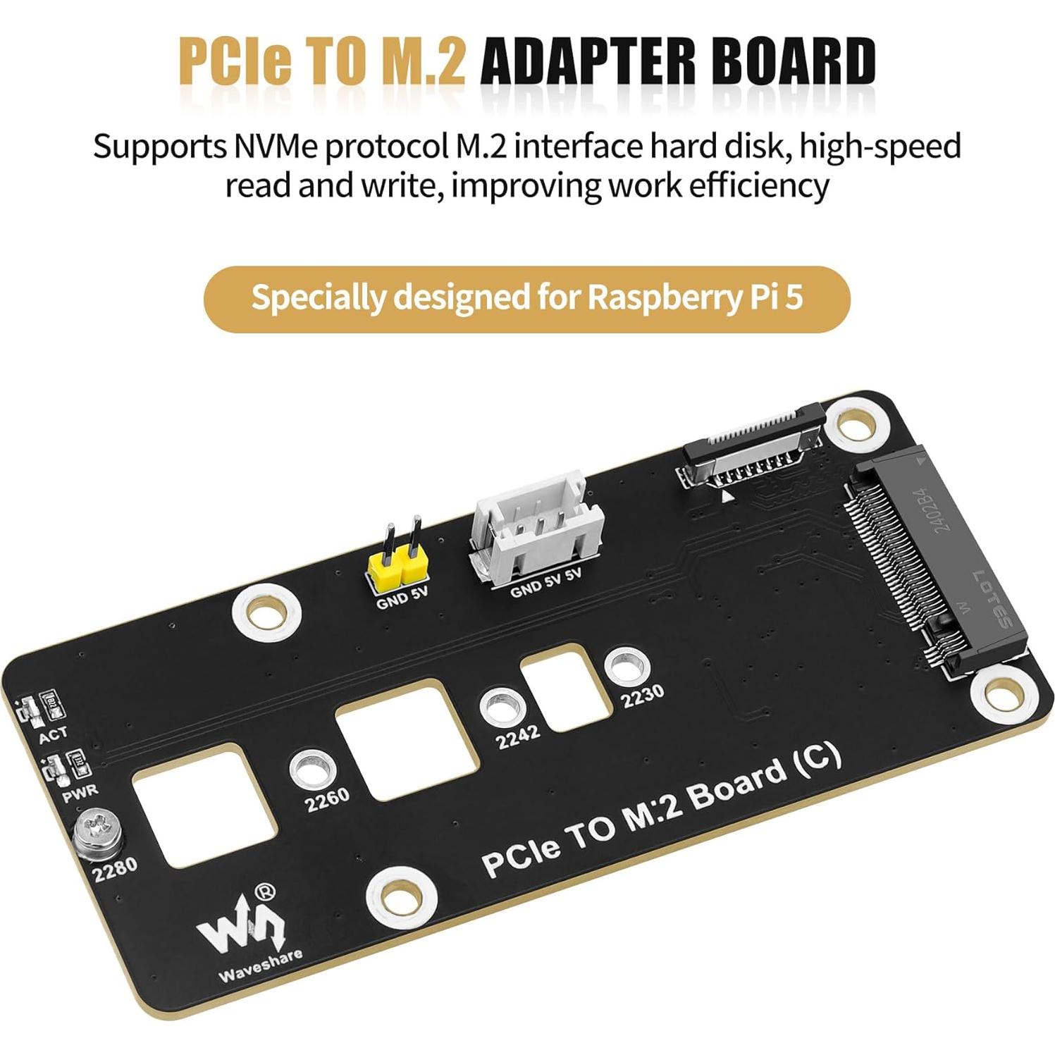 Adaptador PCIe a M.2 NVMe FancyWhoop para Raspberry Pi 5