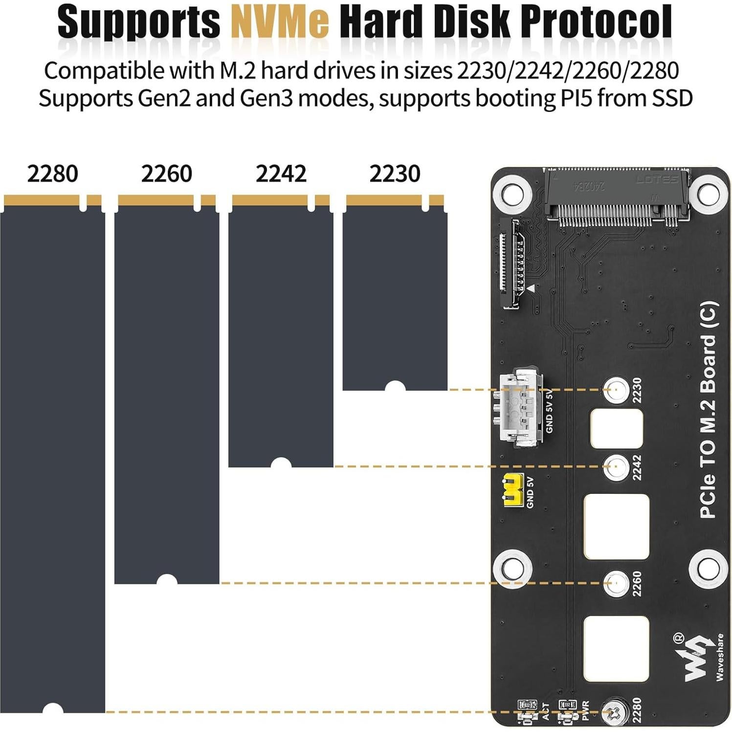 Adaptador PCIe a M.2 NVMe FancyWhoop para Raspberry Pi 5