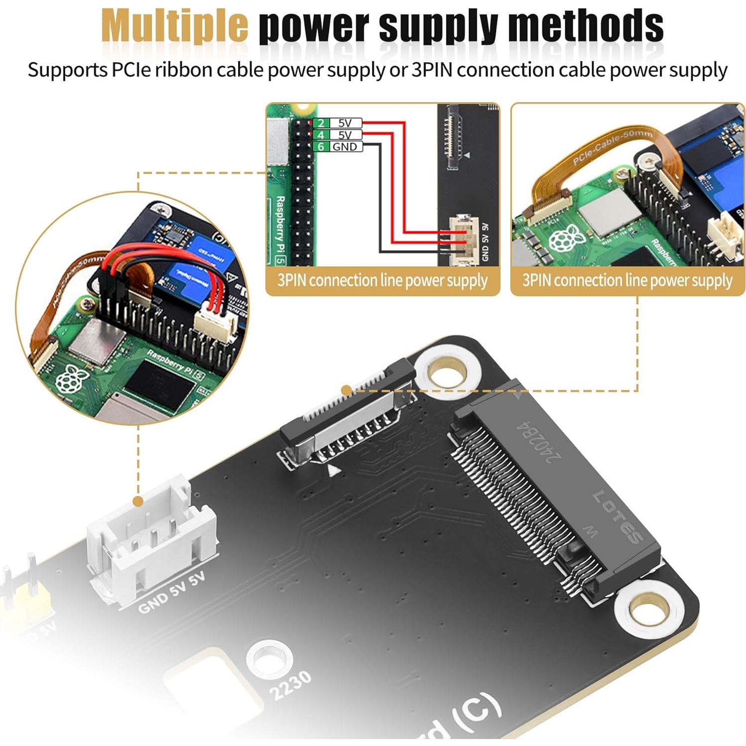 Adaptador PCIe a M.2 NVMe FancyWhoop para Raspberry Pi 5