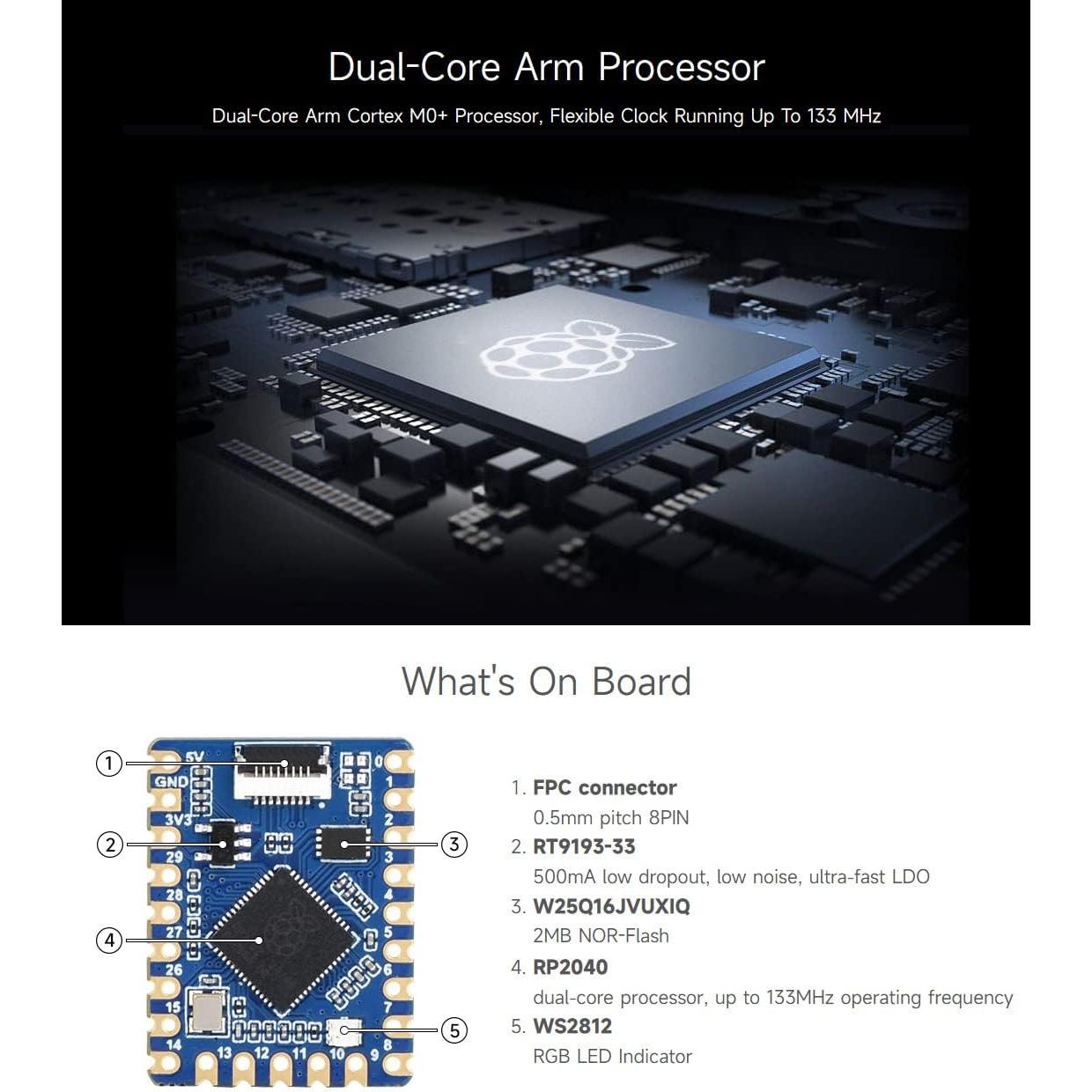 Placa de desarrollo RP2040-Tiny Waveshare con USB tipo C