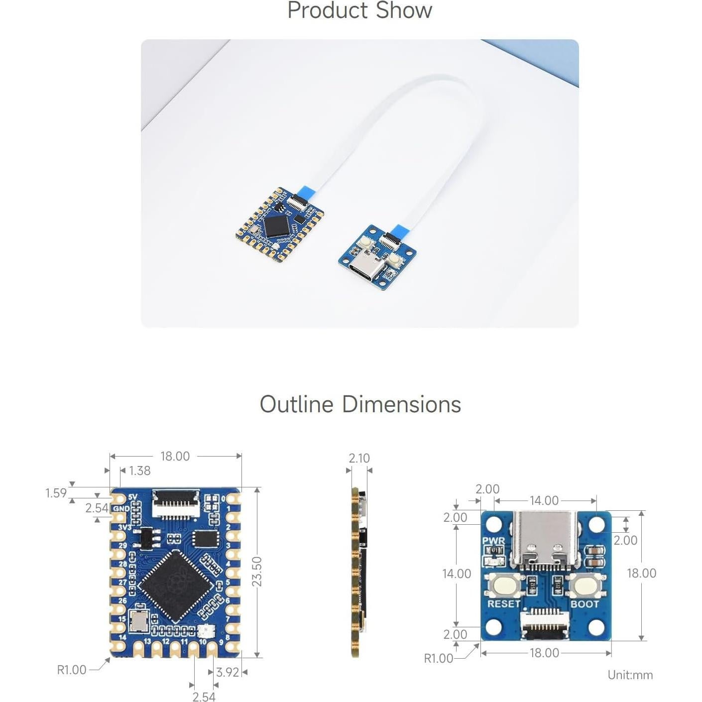 Placa de desarrollo RP2040-Tiny Waveshare con USB tipo C