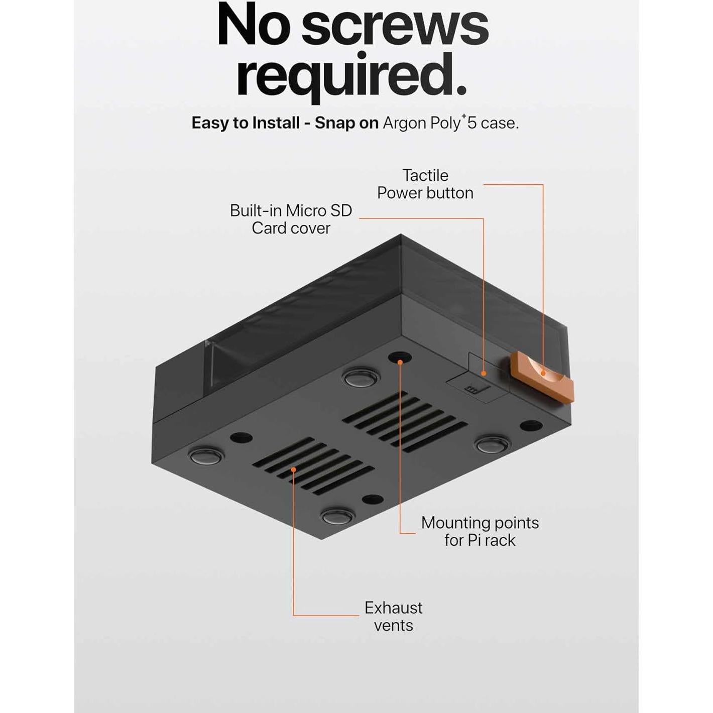 Caja Argon Poly+5 para Raspberry Pi 5 con Ventilador y Disipador