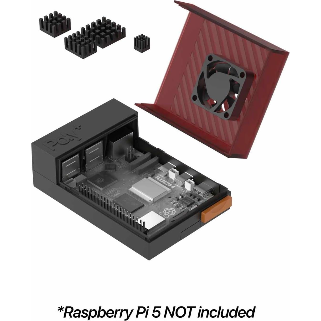 Caja Argon Poly+5 para Raspberry Pi 5 con Ventilador y Disipador