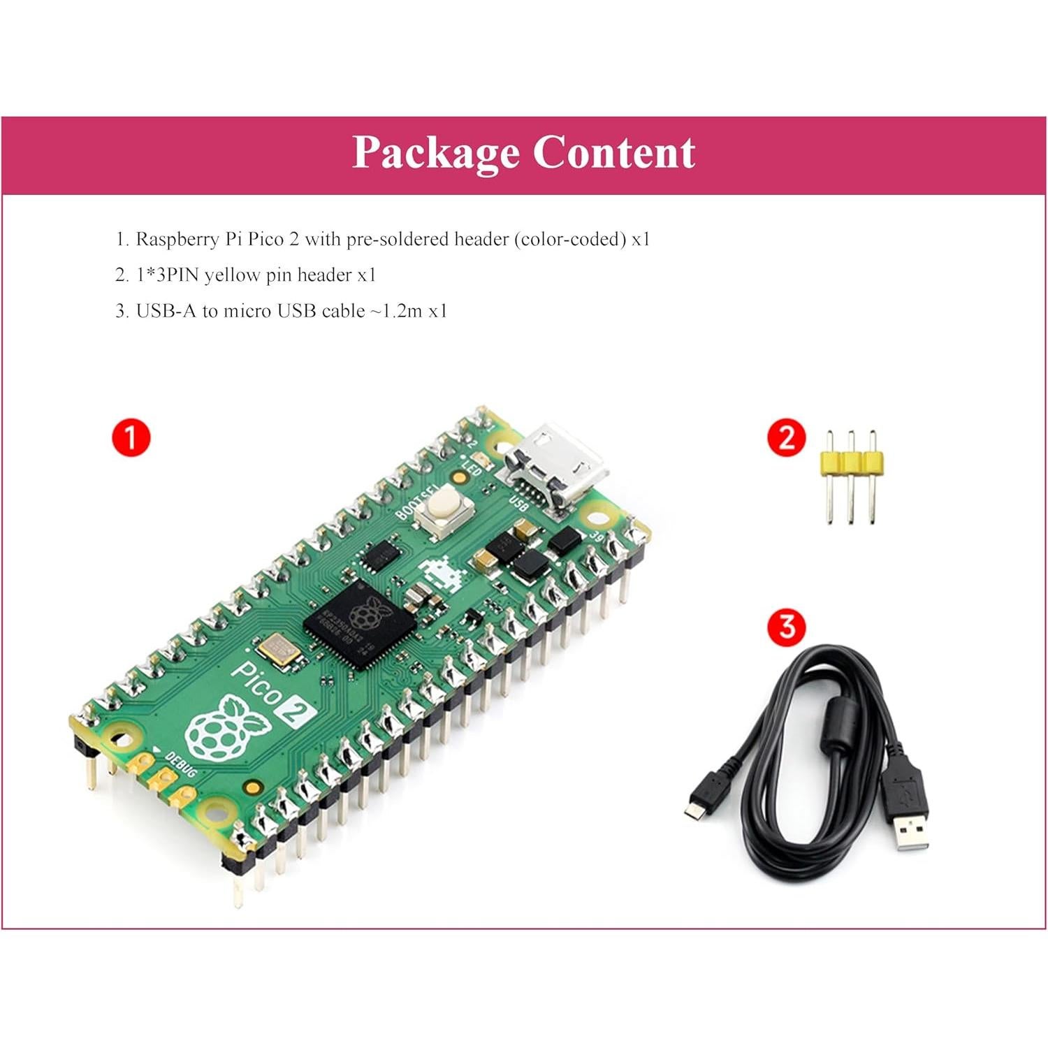 Microcontrolador UeeKKoo Pico 2 con Conector Pre-soldado