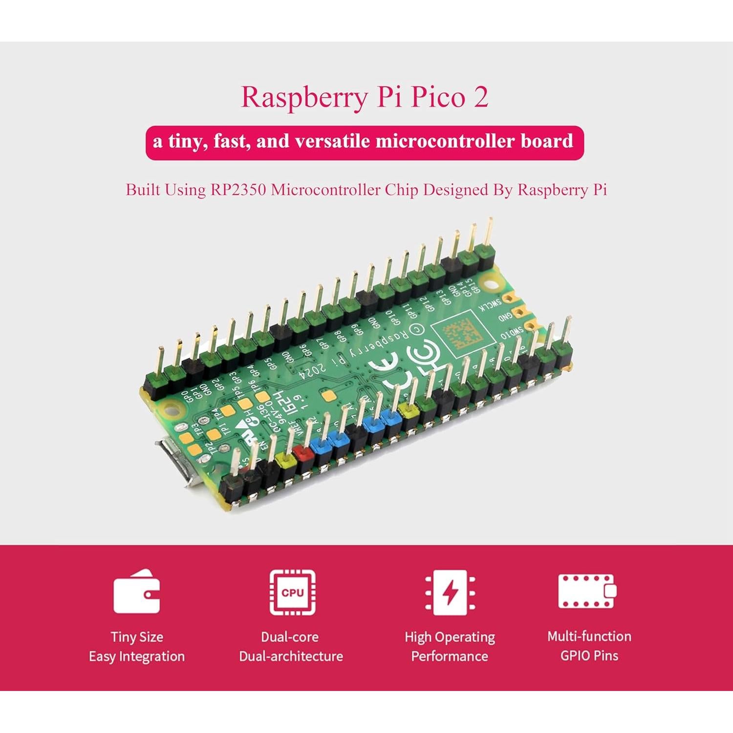 Microcontrolador UeeKKoo Pico 2 con Conector Pre-soldado