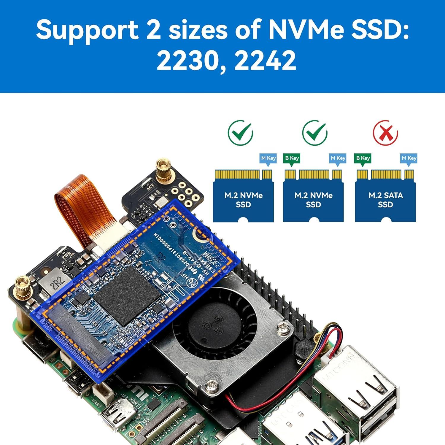 Caja de Metal Tada para Raspberry Pi 5 con M.2 HAT y Enfriador Activo